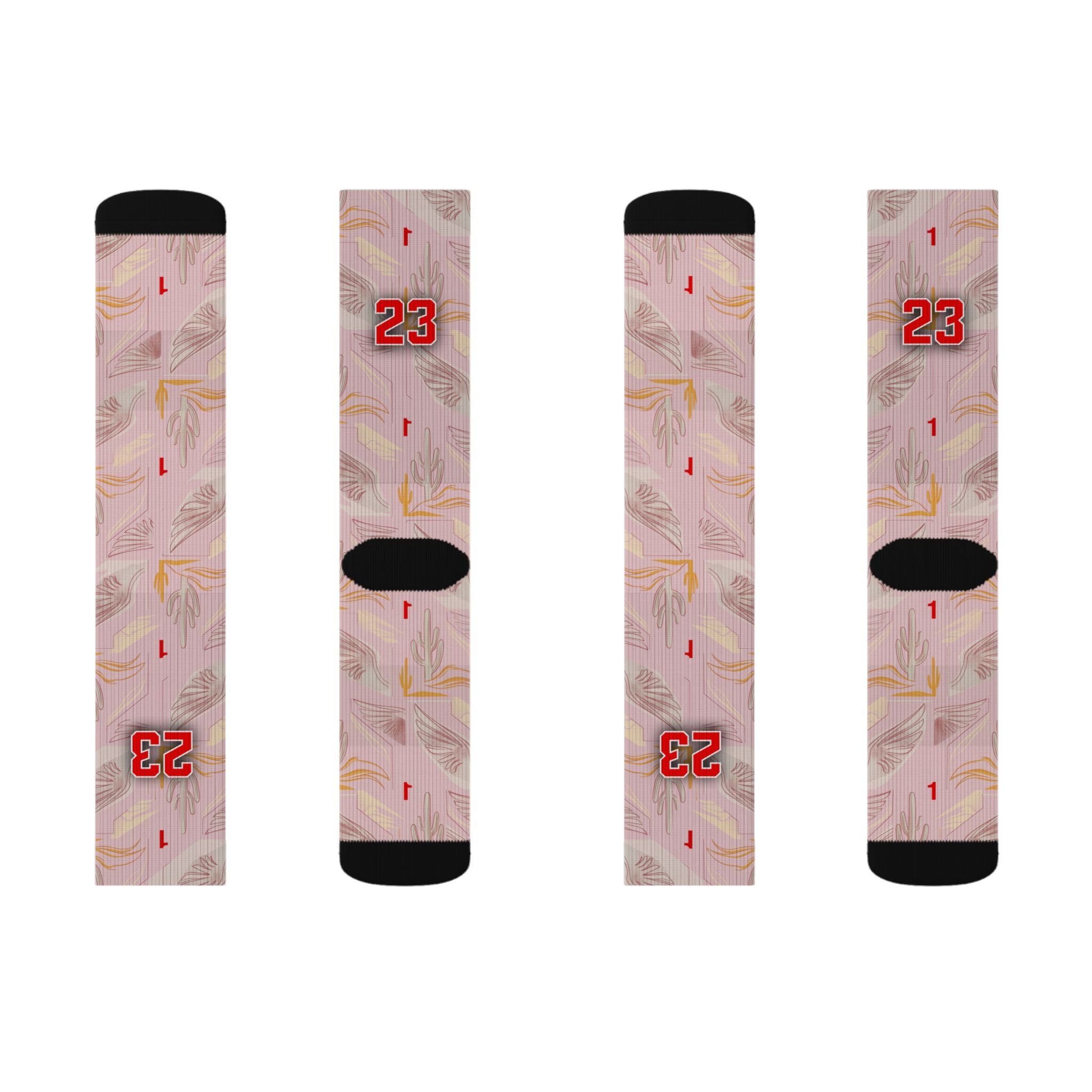 Matching Socks for Travis Scott x Jordan 1 Retro Low OG Sail Tropical Pink Inspired Design