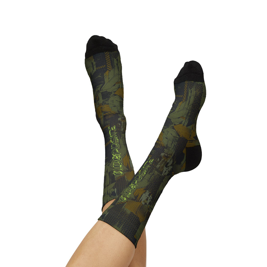 Clogposite Green Goblin matching Crew Socks | Villain Energy Basketball Sneaker Pattern Streetwear