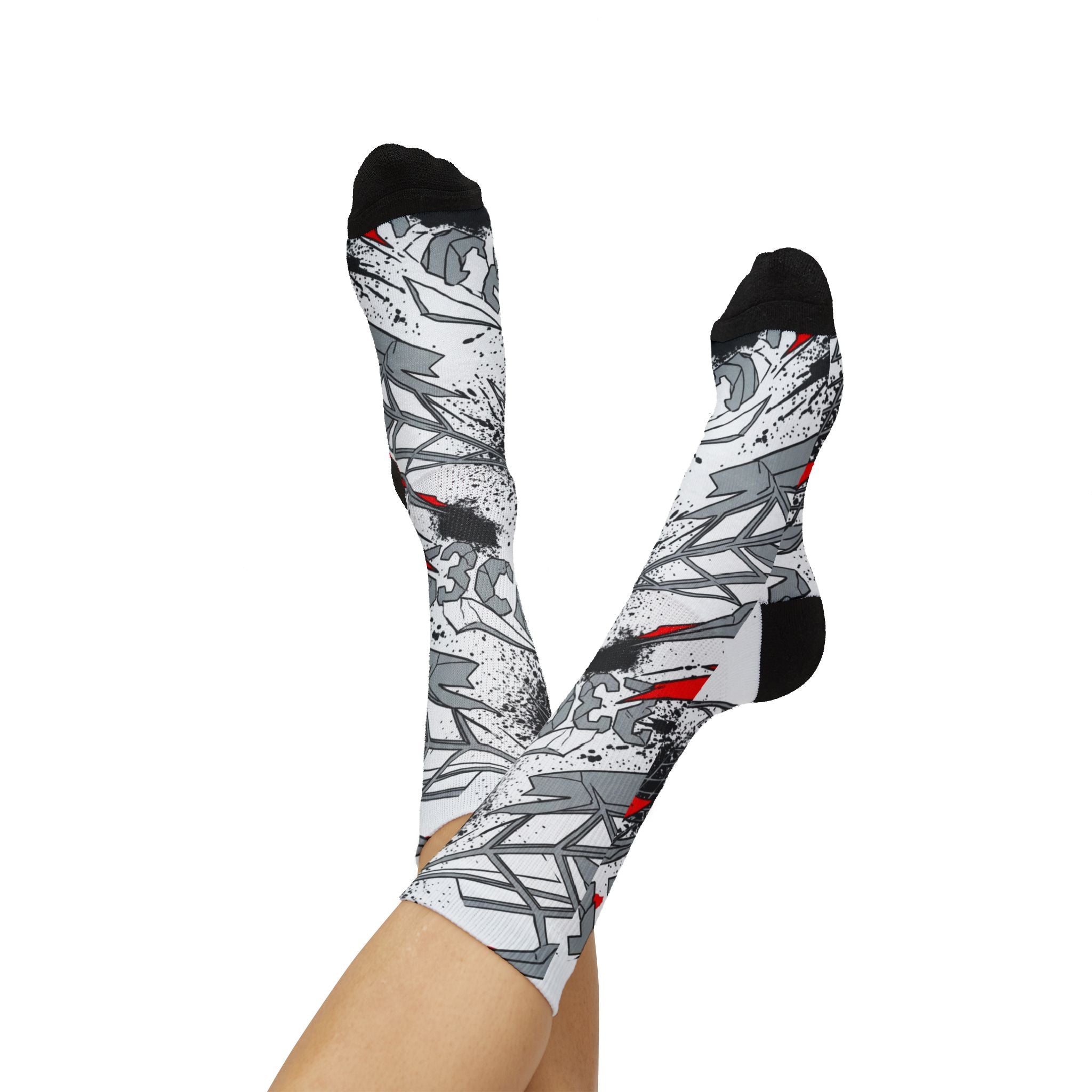 Socks to match Jordan 4 Retro OG White Cement matching Crew Socks | White Cement Speckle Architectural Streetwear