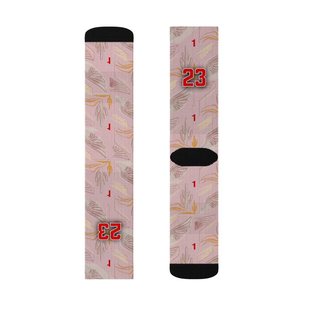 Matching Socks for Travis Scott x Jordan 1 Retro Low OG Sail Tropical Pink Inspired Design