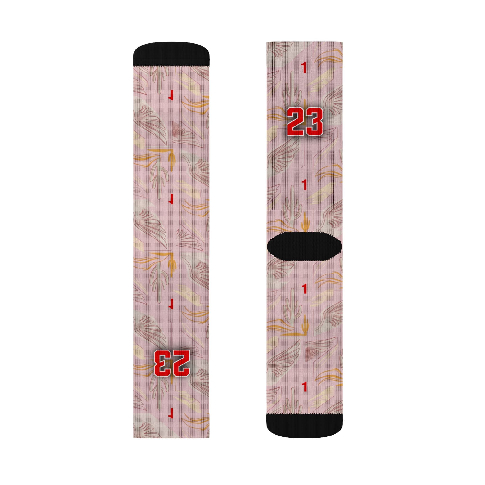 Matching Socks for Travis Scott x Jordan 1 Retro Low OG Sail Tropical Pink Inspired Design