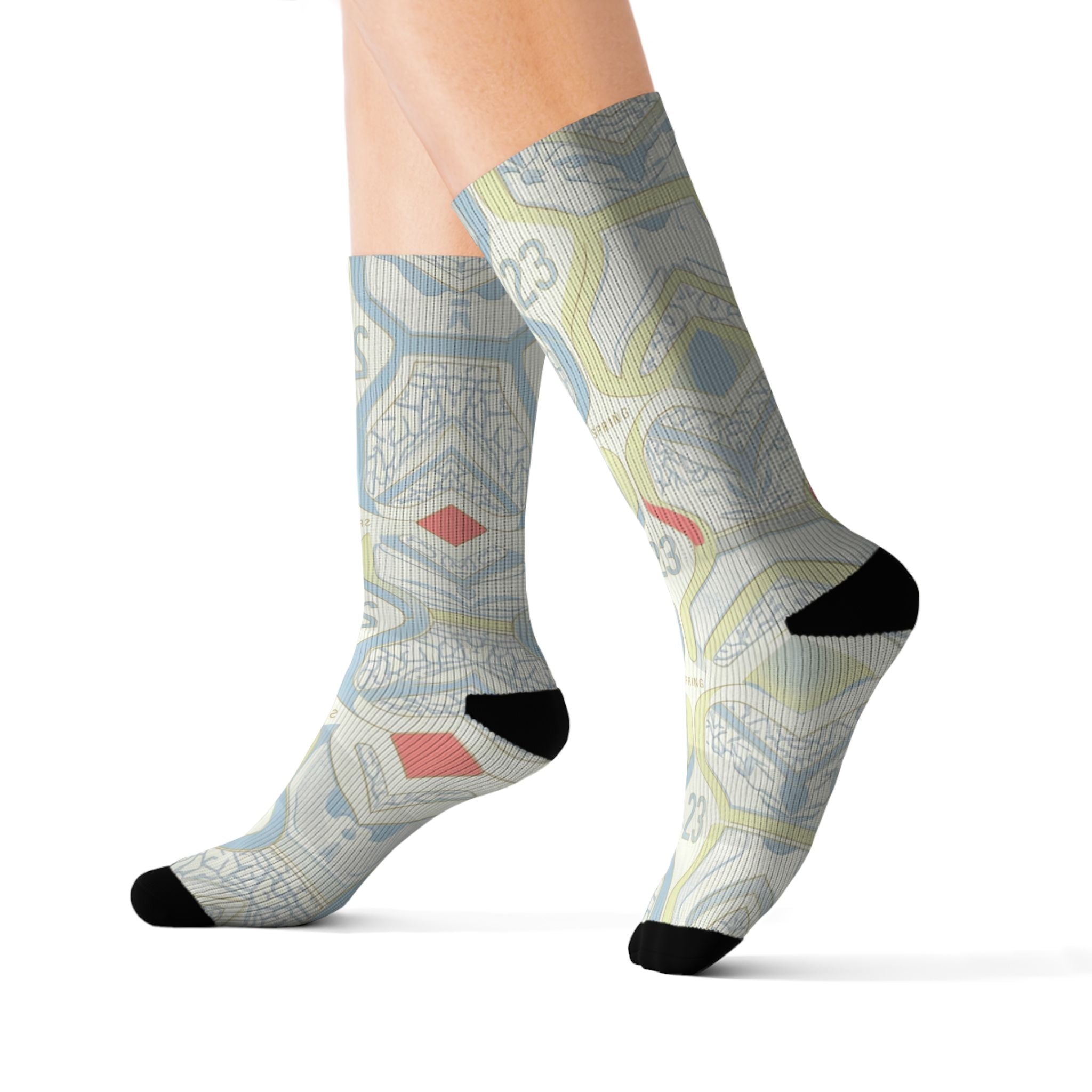 Socks to Match Jordan 3 Retro 'Spring is In The Air' matching Crew Socks | Spring Cement Print Basketball Streetwear