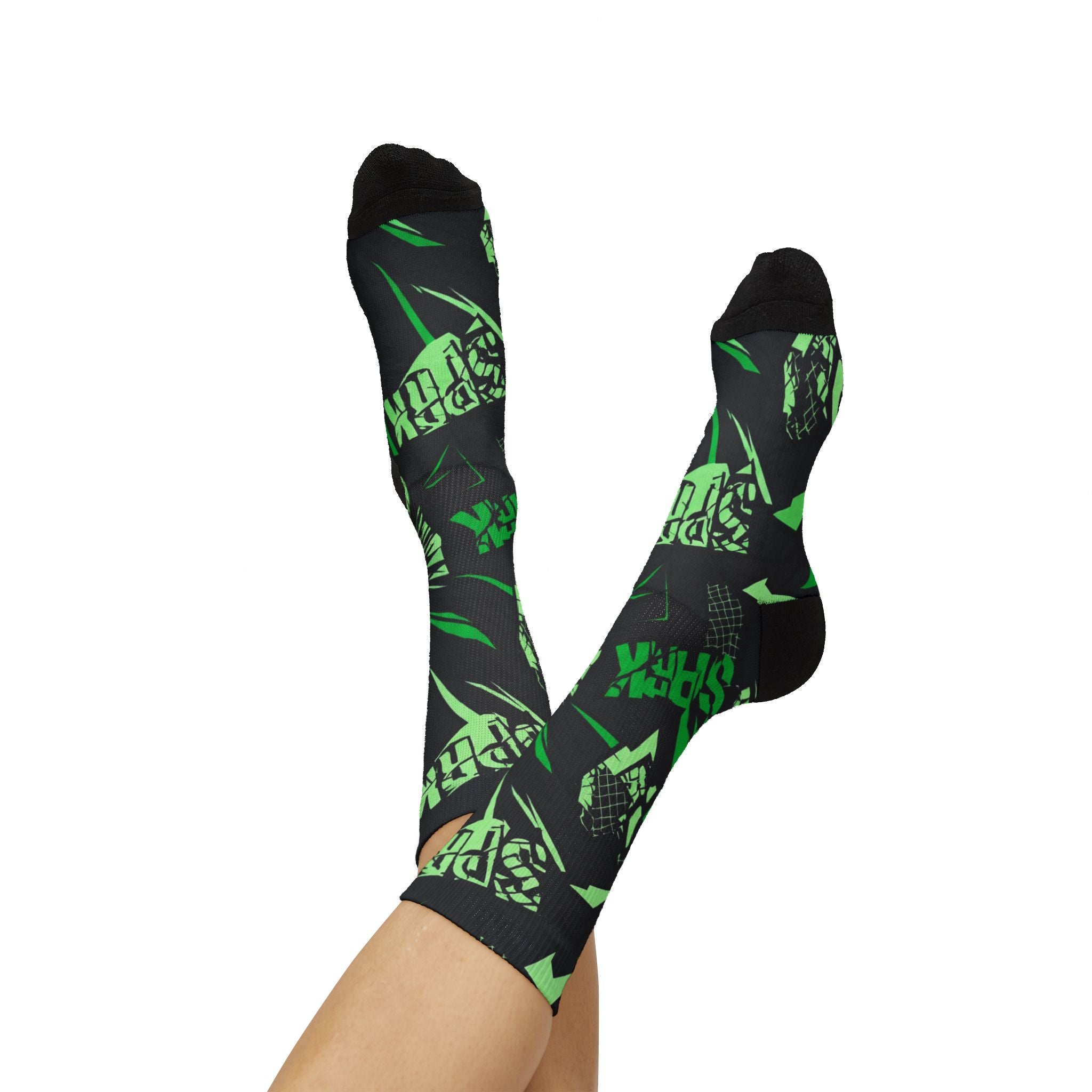 Socks to match Travis Scott Jordan Jumpman Jack Green Spark matching Crew Socks | Electric Lime Streetwear Basketball Socks