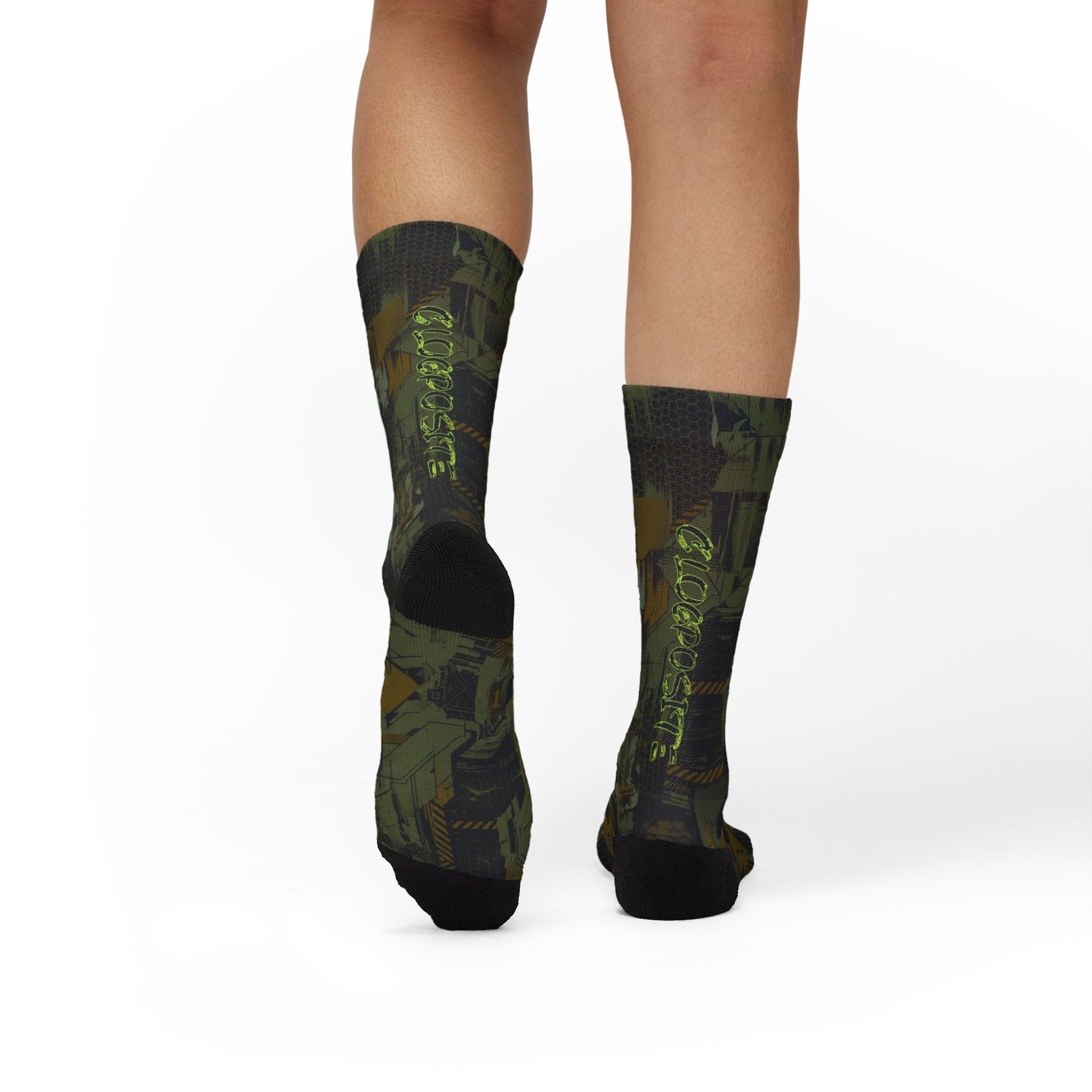 Clogposite Green Goblin matching Crew Socks | Villain Energy Basketball Sneaker Pattern Streetwear