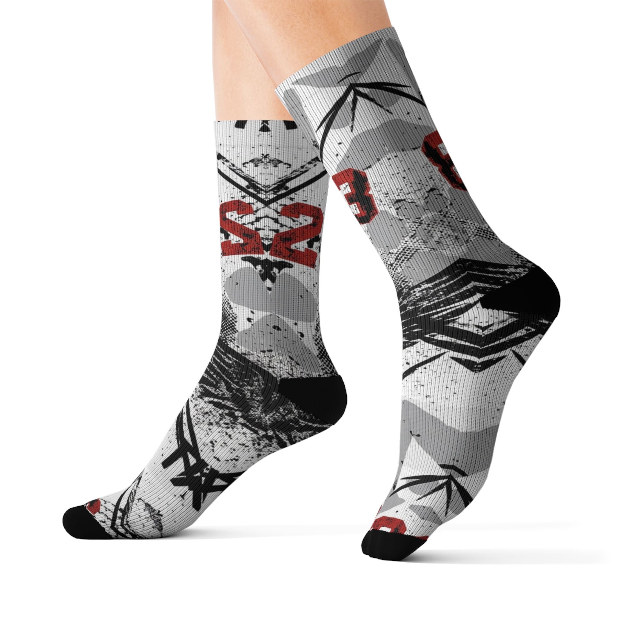 Socks to match Jordan 4 Retro White Cement Matching Crew Socks | Concrete Grey Basketball Streetwear