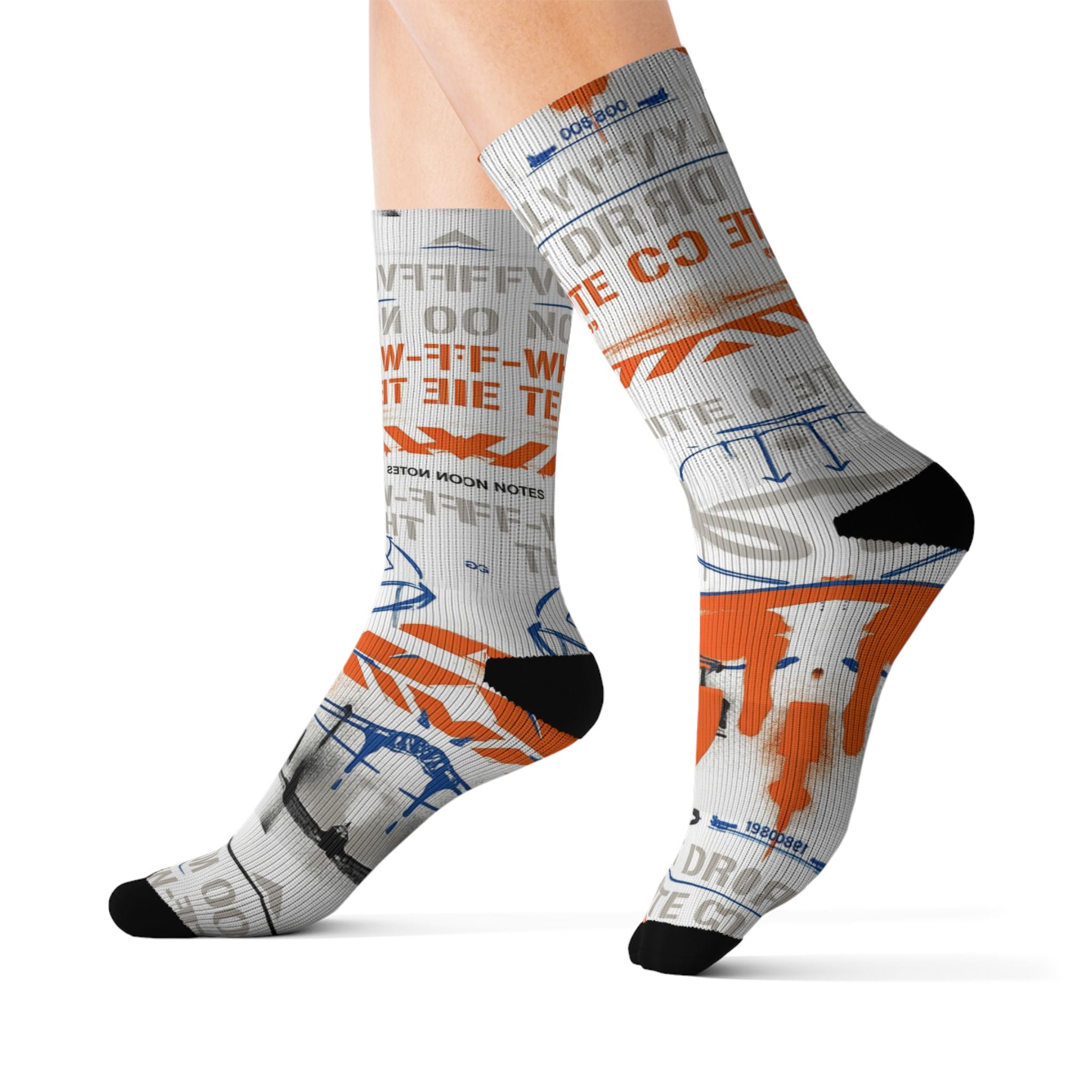 Socks to Match Jordan 1 Retro High OG Alaska Matching Crew Socks | Deconstructed White Industrial Streetwear