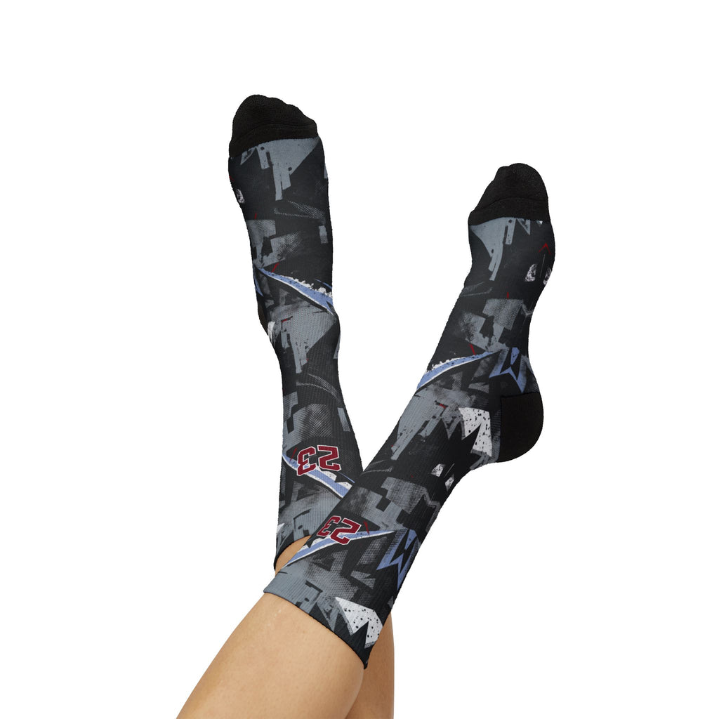 Jordan 5 Retro OG Black Metallic Reimagined matching Crew Socks | Fighter Jet Aviation Streetwear