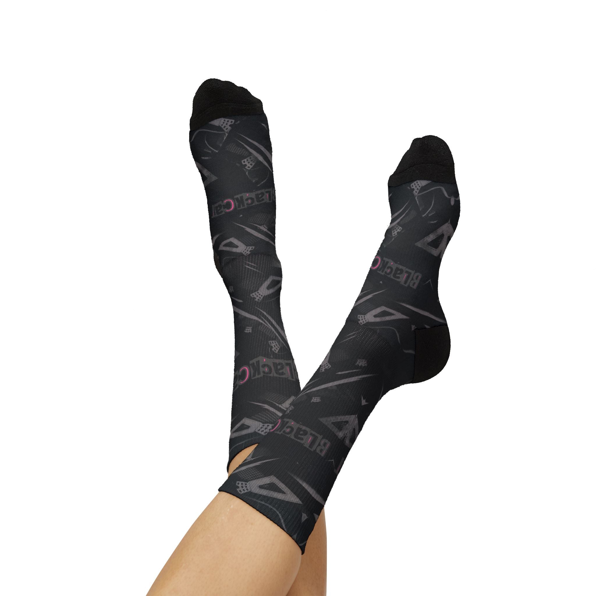 Socks to match Jordan 4 Retro Black Cat matching Crew Socks | Wing Basketball Sneaker Streetwear
