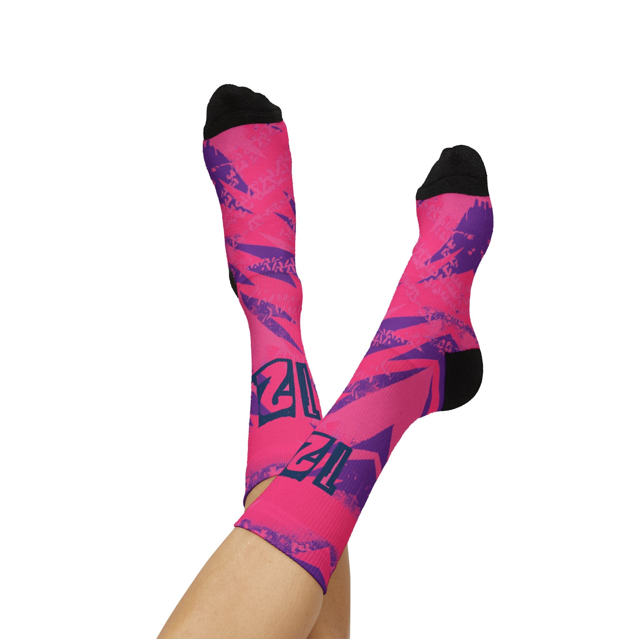 Socks to match Ja 3 Price of Admission Matching Crew Socks | Memphis Basketball Pink Graffiti Streetwear