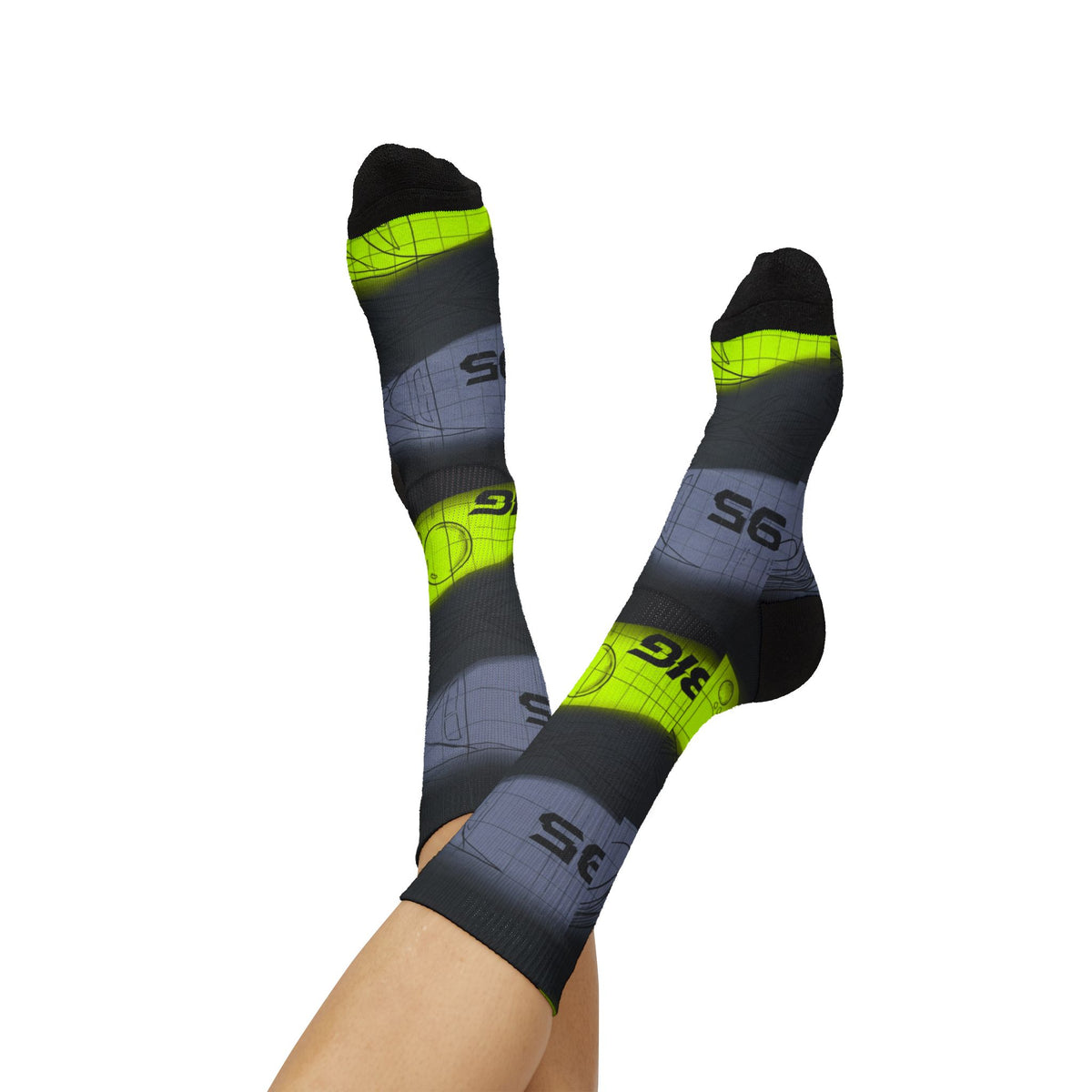 Socks to match Air Max 95 OG Big Bubble Neon matching Crew Socks | 90s Tech Anatomical Industrial Black Grey Streetwear