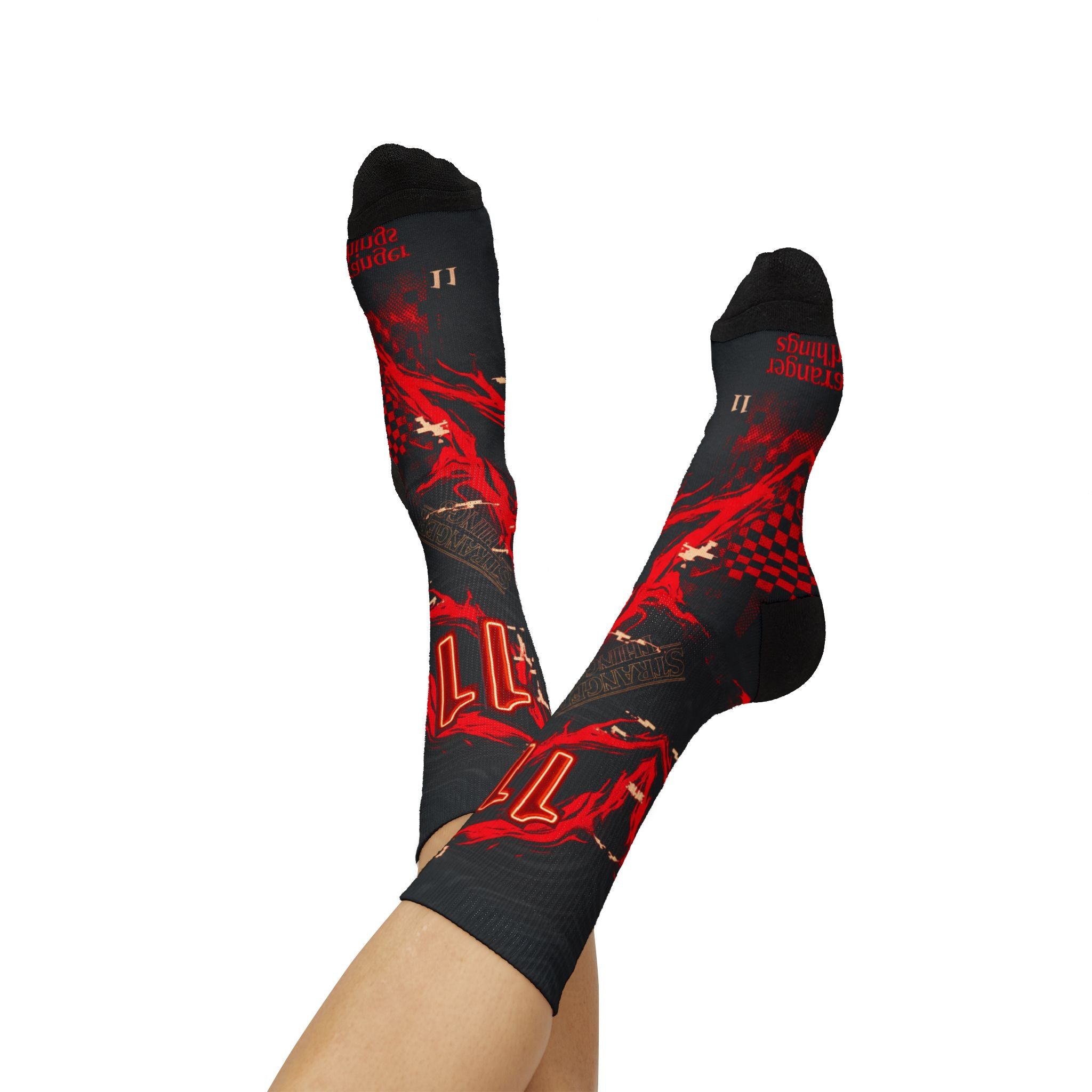 Socks to match Air Foamposite One Premium Black Bright Crimson Matching Crew Socks | Streetwear