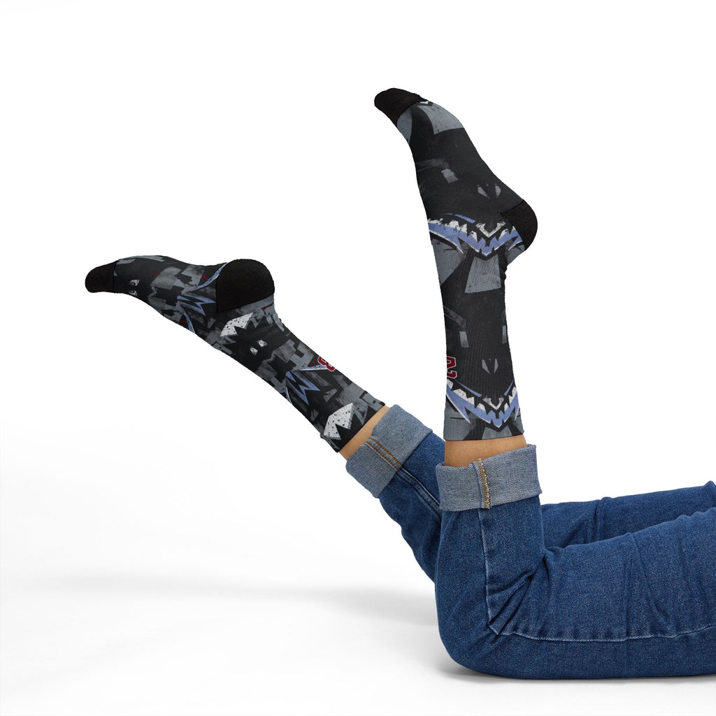 Jordan 5 Retro OG Black Metallic Reimagined matching Crew Socks | Fighter Jet Aviation Streetwear