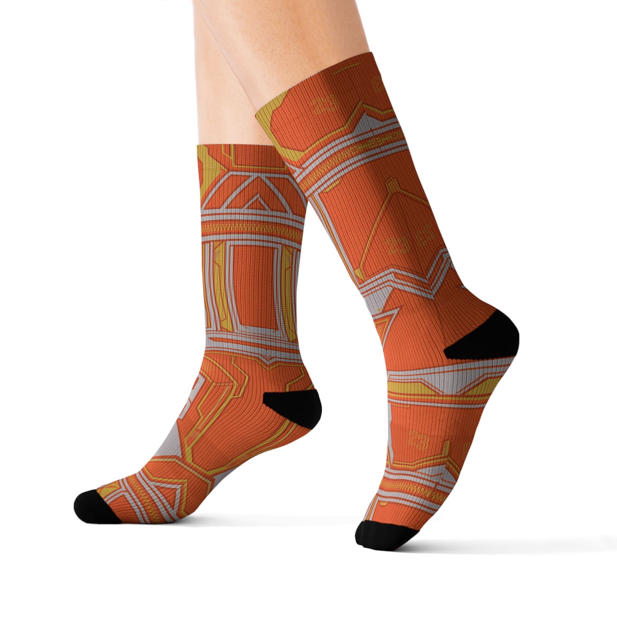 Socks to Match LB 23 Shoe Bag Matching Crew Socks | Premium Orange Equipment Basketball Streetwear