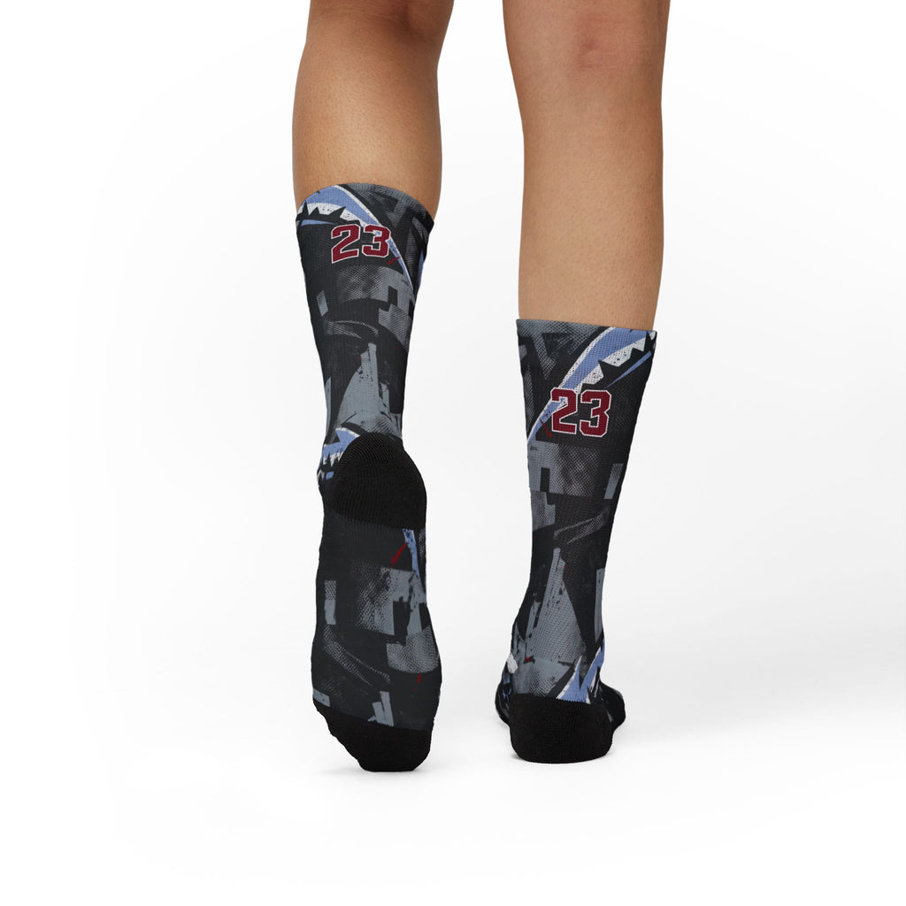 Jordan 5 Retro OG Black Metallic Reimagined matching Crew Socks | Fighter Jet Aviation Streetwear