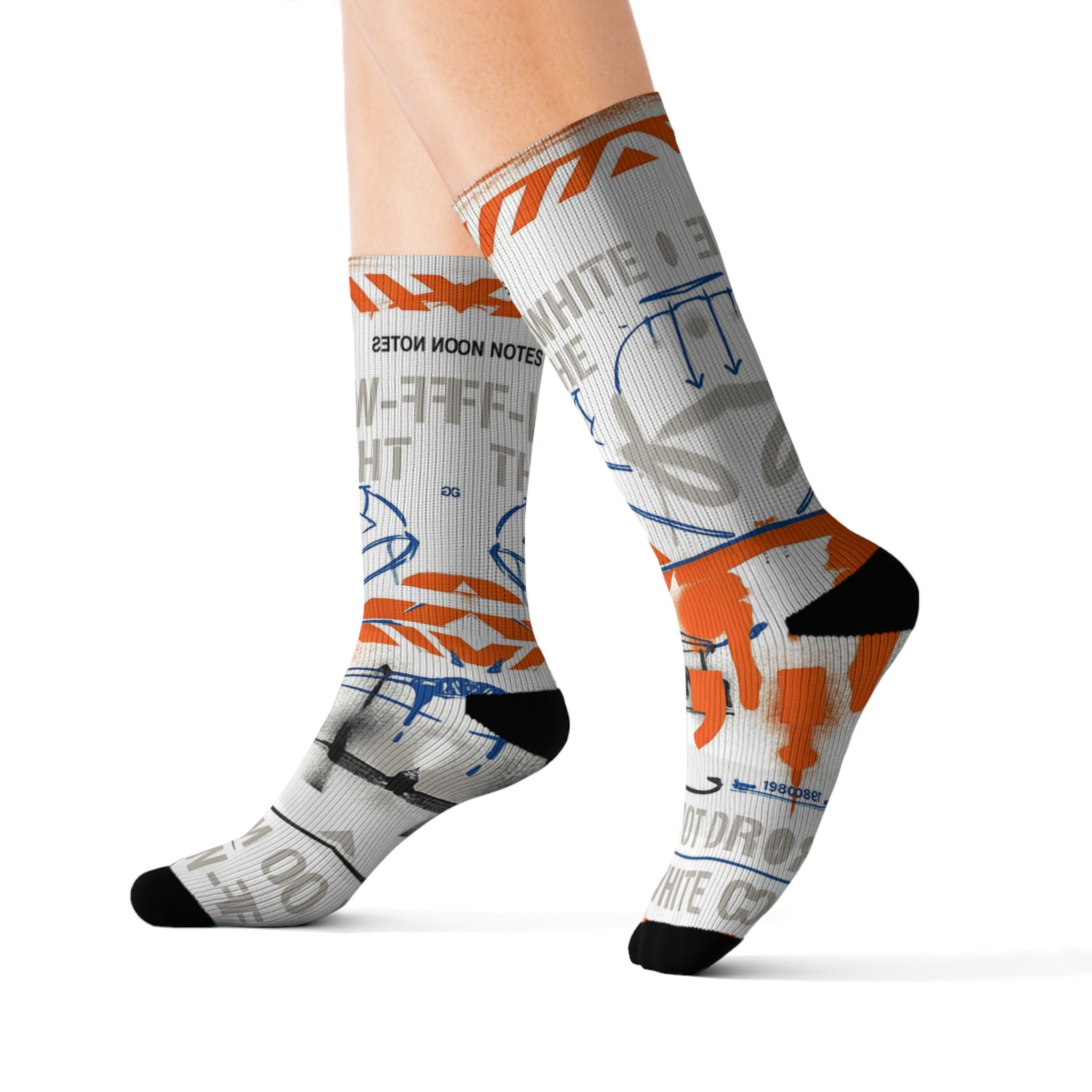 Socks to Match Jordan 1 Retro High OG Alaska Matching Crew Socks | Deconstructed White Industrial Streetwear