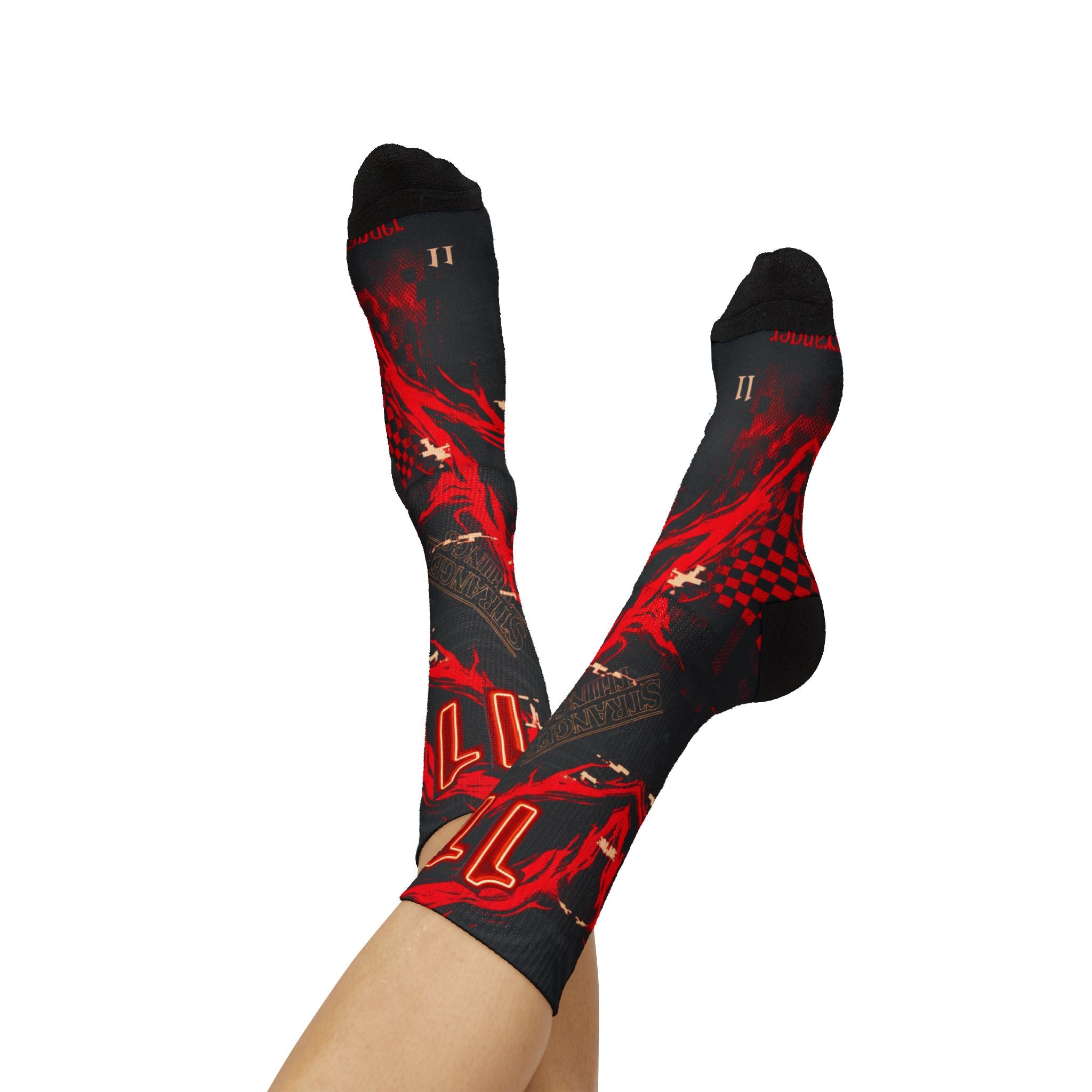 Socks to match Air Foamposite One Premium Black Bright Crimson Matching Crew Socks | Streetwear