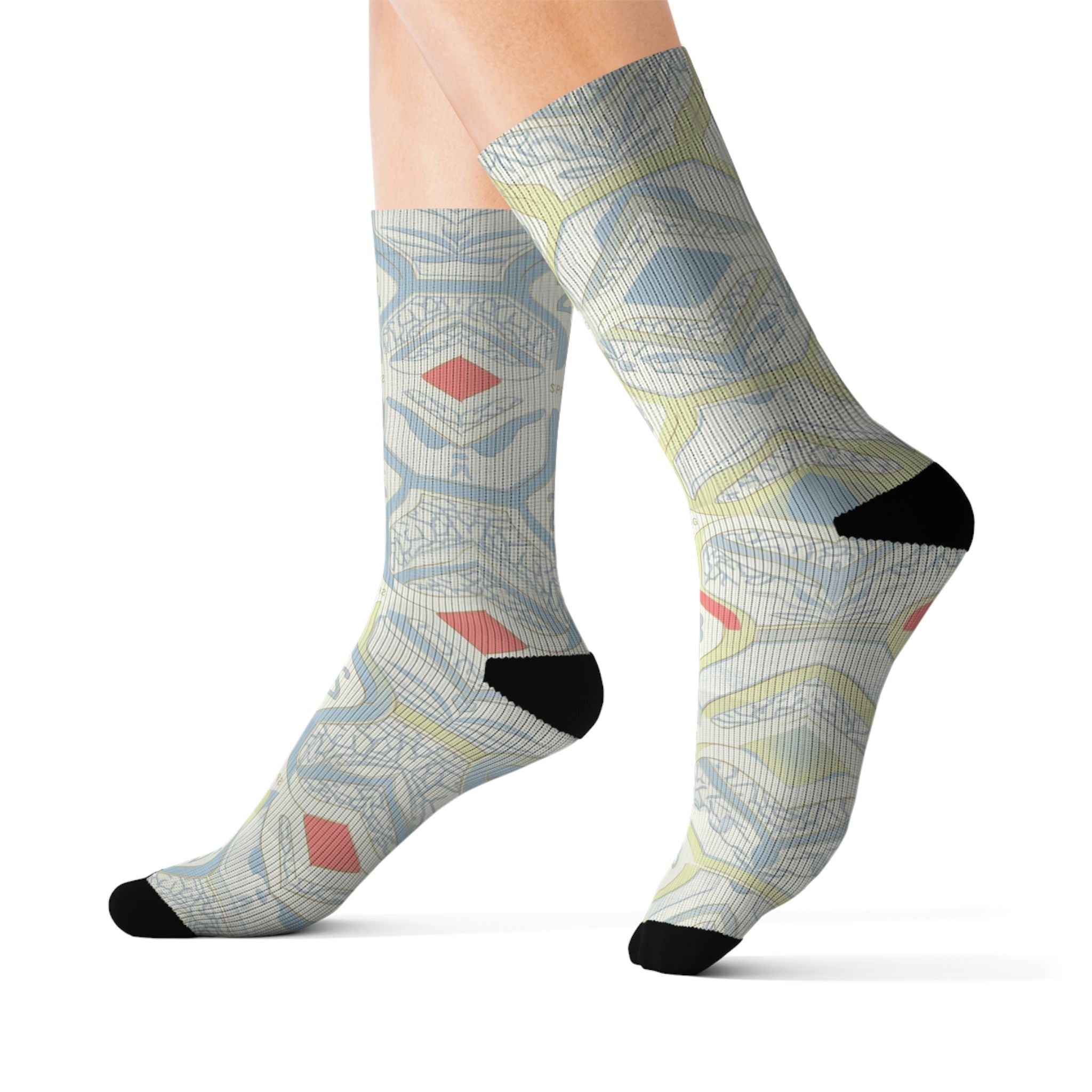 Socks to Match Jordan 3 Retro 'Spring is In The Air' matching Crew Socks | Spring Cement Print Basketball Streetwear