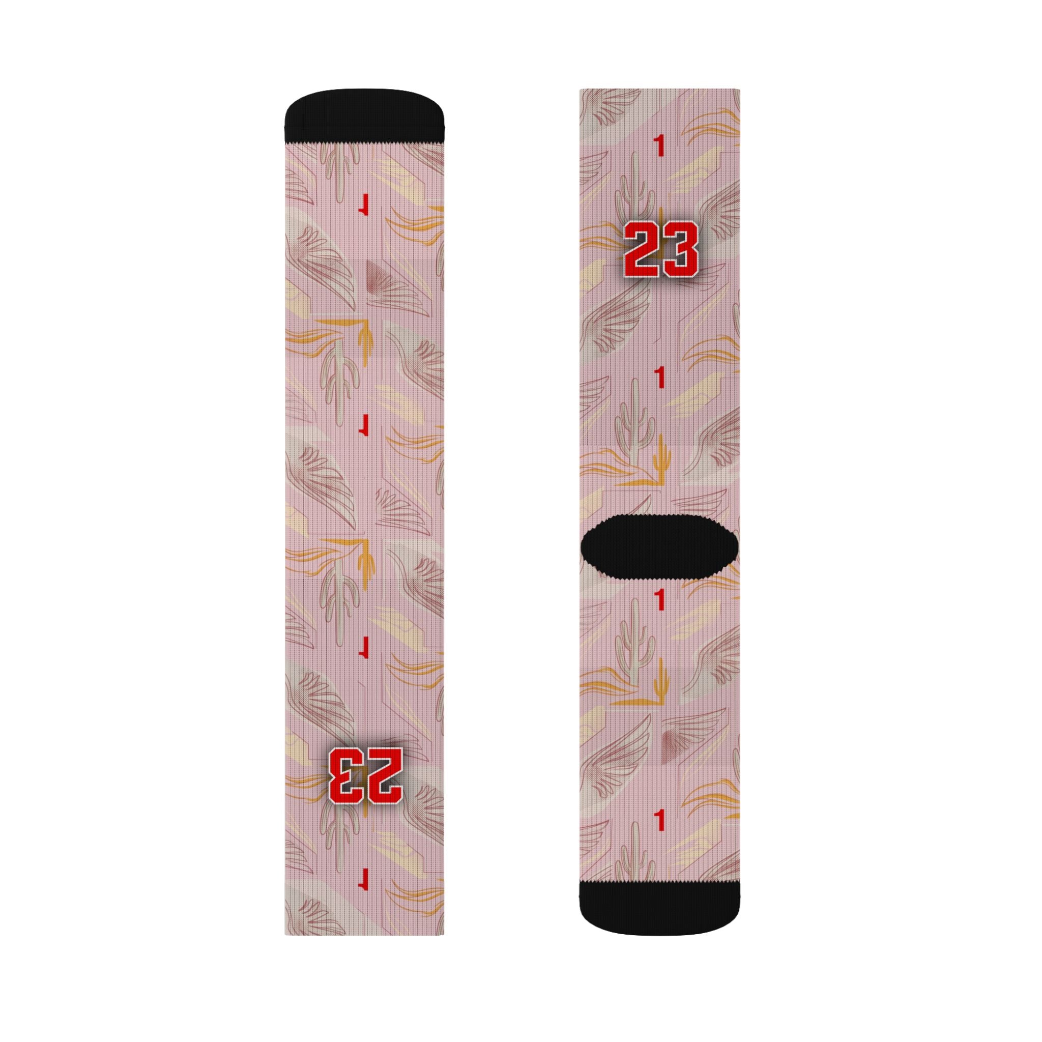 Matching Socks for Travis Scott x Jordan 1 Retro Low OG Sail Tropical Pink Inspired Design