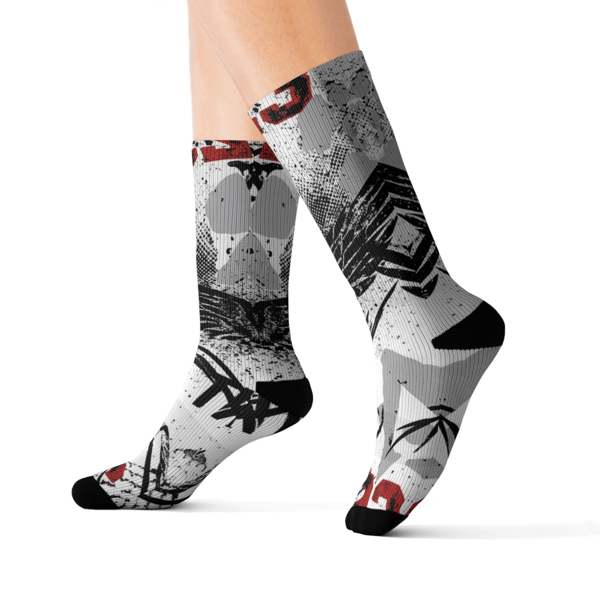 Socks to match Jordan 4 Retro White Cement Matching Crew Socks | Concrete Grey Basketball Streetwear