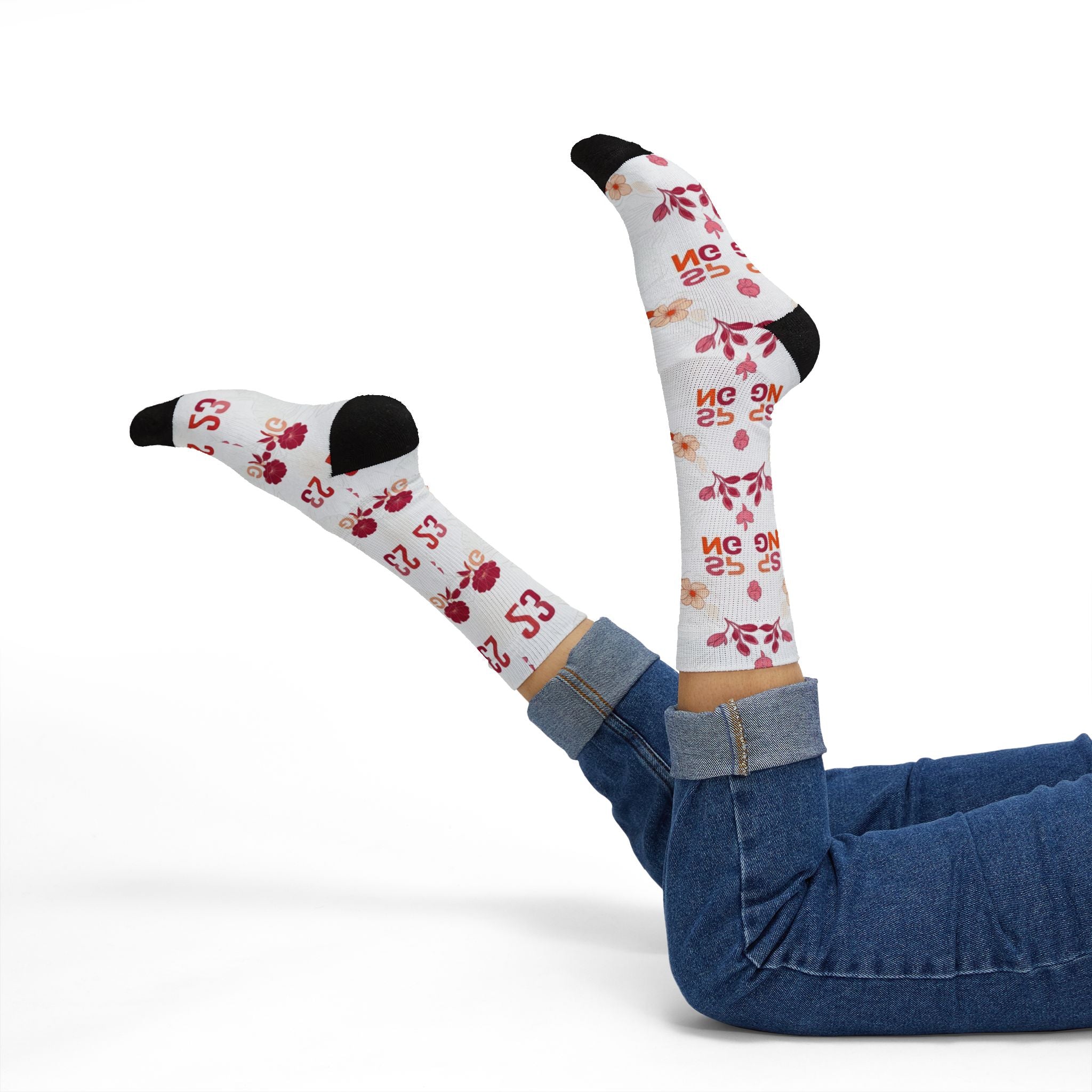 Socks to Match Jordan 3 Retro Spring Flowers Matching Crew Socks | Botanical Streetwear Floral Pattern Basketball