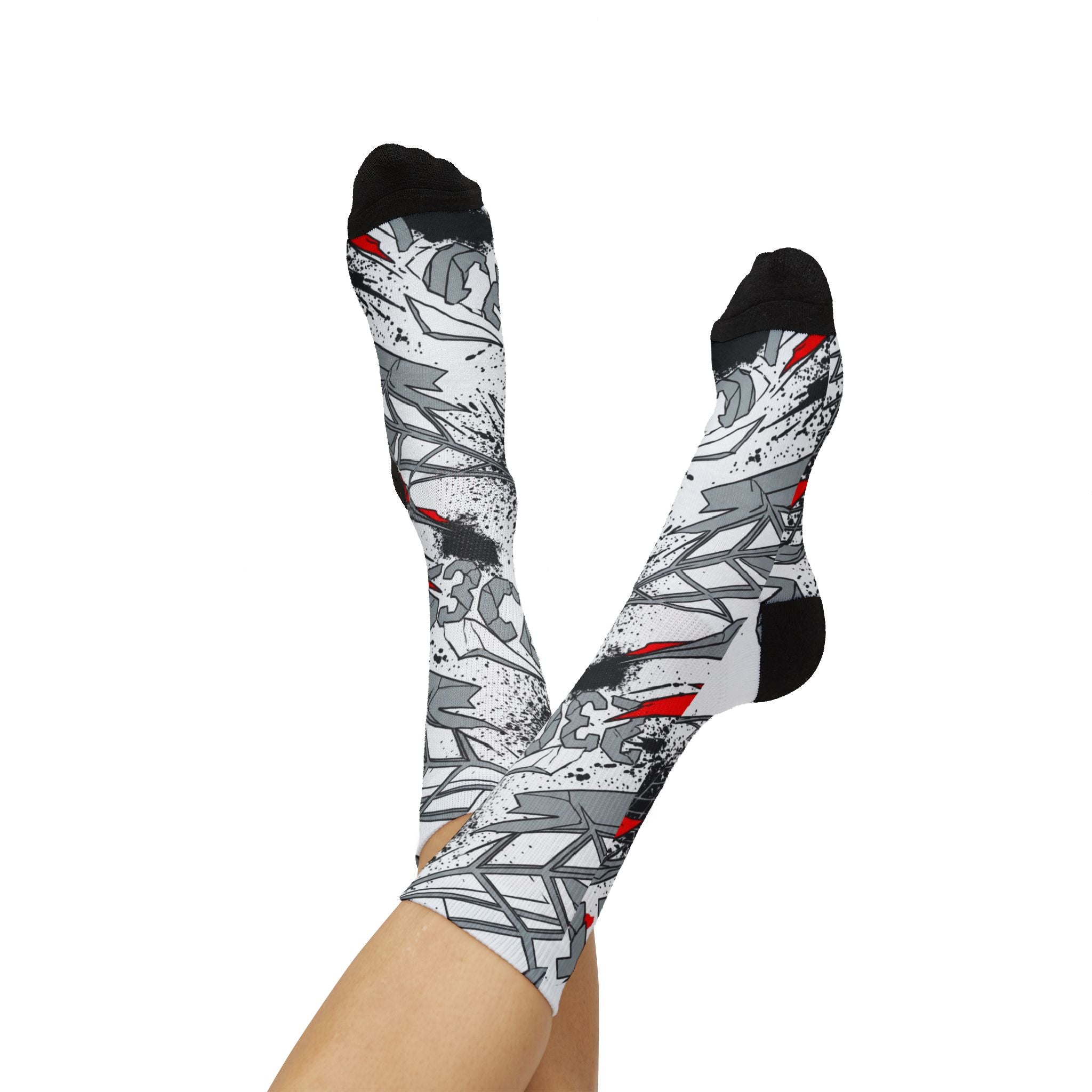 Socks to match Jordan 4 Retro OG White Cement matching Crew Socks | White Cement Speckle Architectural Streetwear