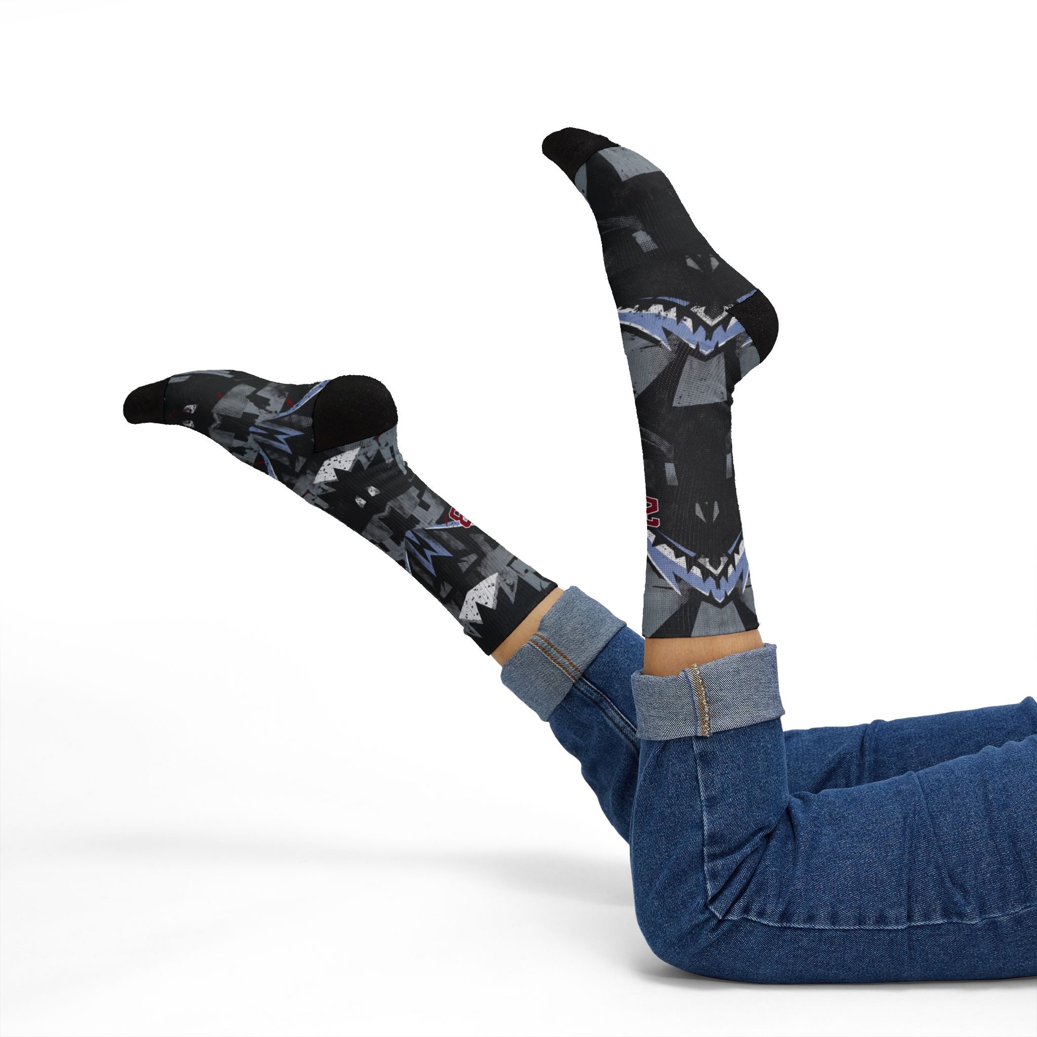 Jordan 5 Retro OG Black Metallic Reimagined matching Crew Socks | Fighter Jet Aviation Streetwear