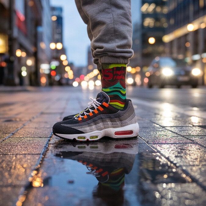 Air Max 95 Big Bubble PRM matching crew socks for Y2K rave sneaker outfits - My Matching Socks
