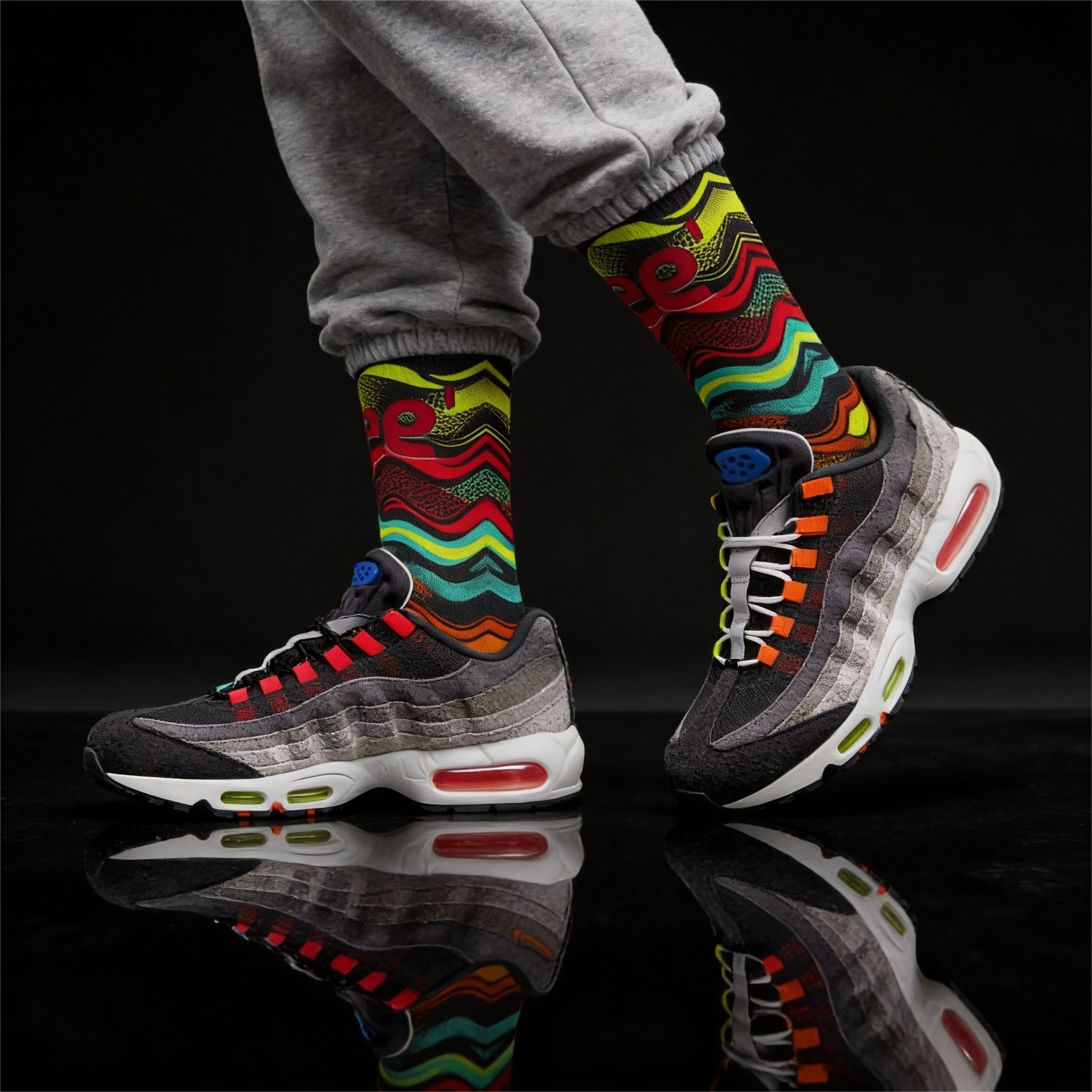 Y2K underground culture socks to match Air Max 95 sneakers - My Matching Socks