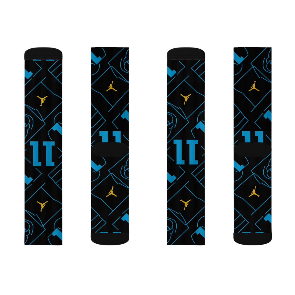 Electric blue crew socks to match Air Jordan 11 Gamma colorway - My Matching Socks