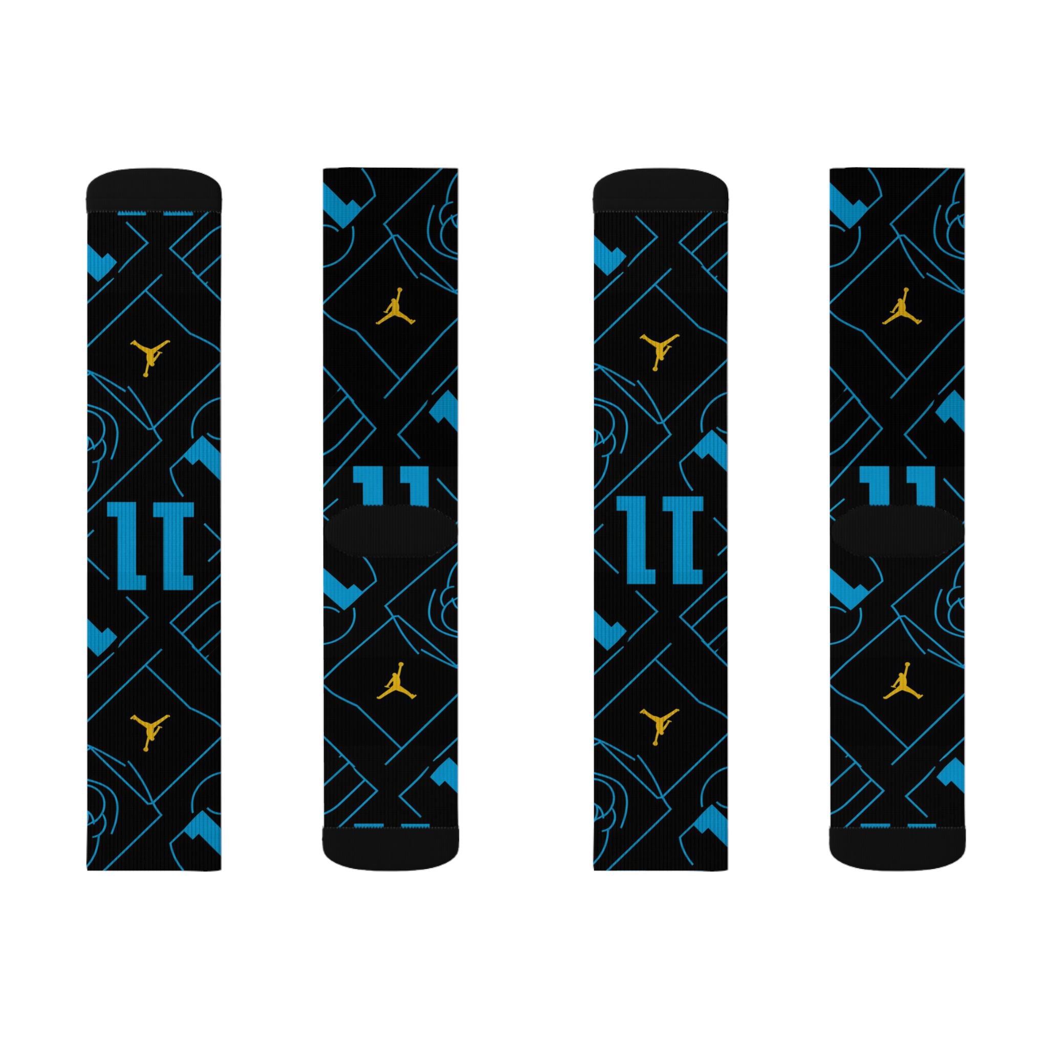 Electric blue crew socks to match Air Jordan 11 Gamma colorway - My Matching Socks