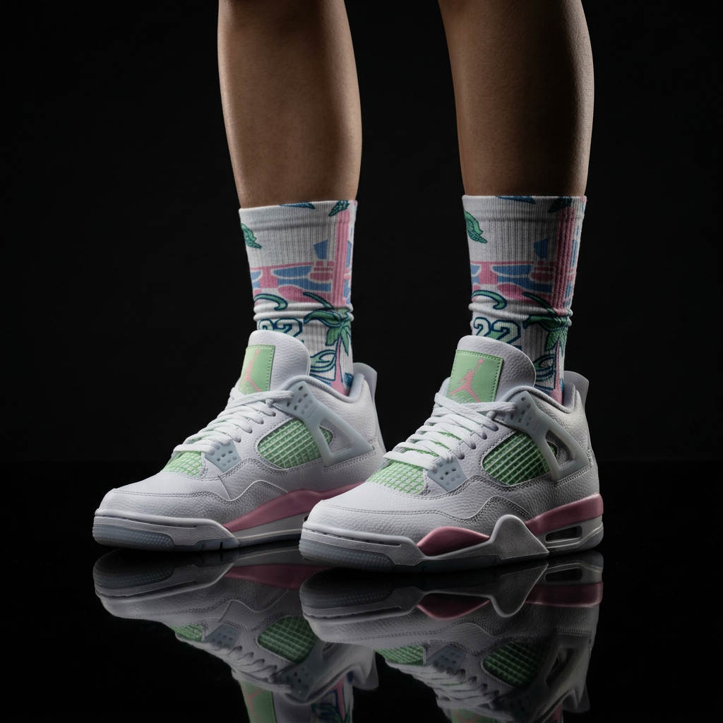 Air Jordan 4 Valentines's Day GS Pink Valentine Inspired Crew Socks  Romantic Sneaker Matching Sock  Soft Girl Streetwear Gift