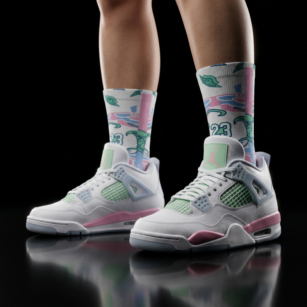 Air Jordan 4 Valentines's Day GS Pink Valentine Inspired Crew Socks  Romantic Sneaker Matching Sock  Soft Girl Streetwear Gift