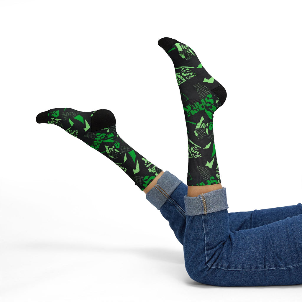 Travis Scott Jordan Jumpman Jack Green Spark matching Crew Socks | Electric Lime Streetwear Basketball Socks