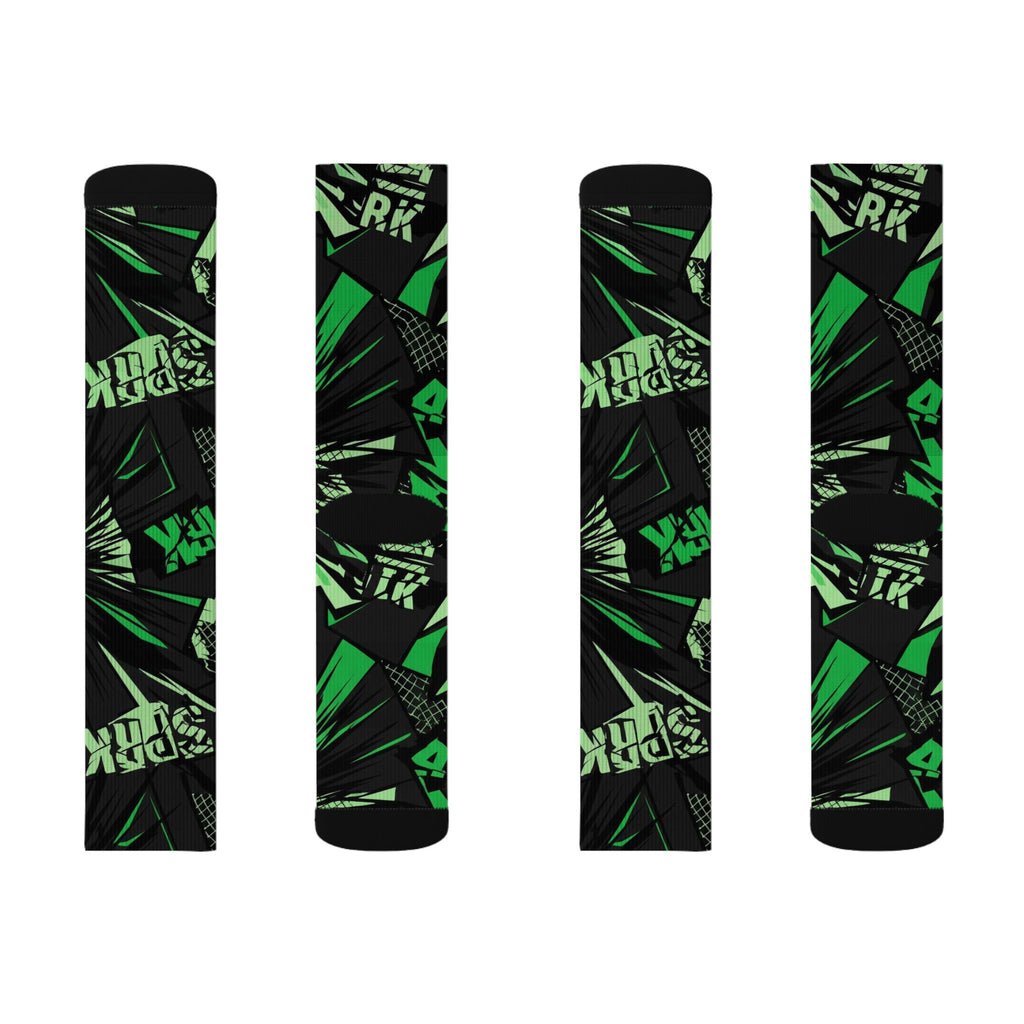 Travis Scott Jordan Jumpman Jack Green Spark matching Crew Socks | Electric Lime Streetwear Basketball Socks