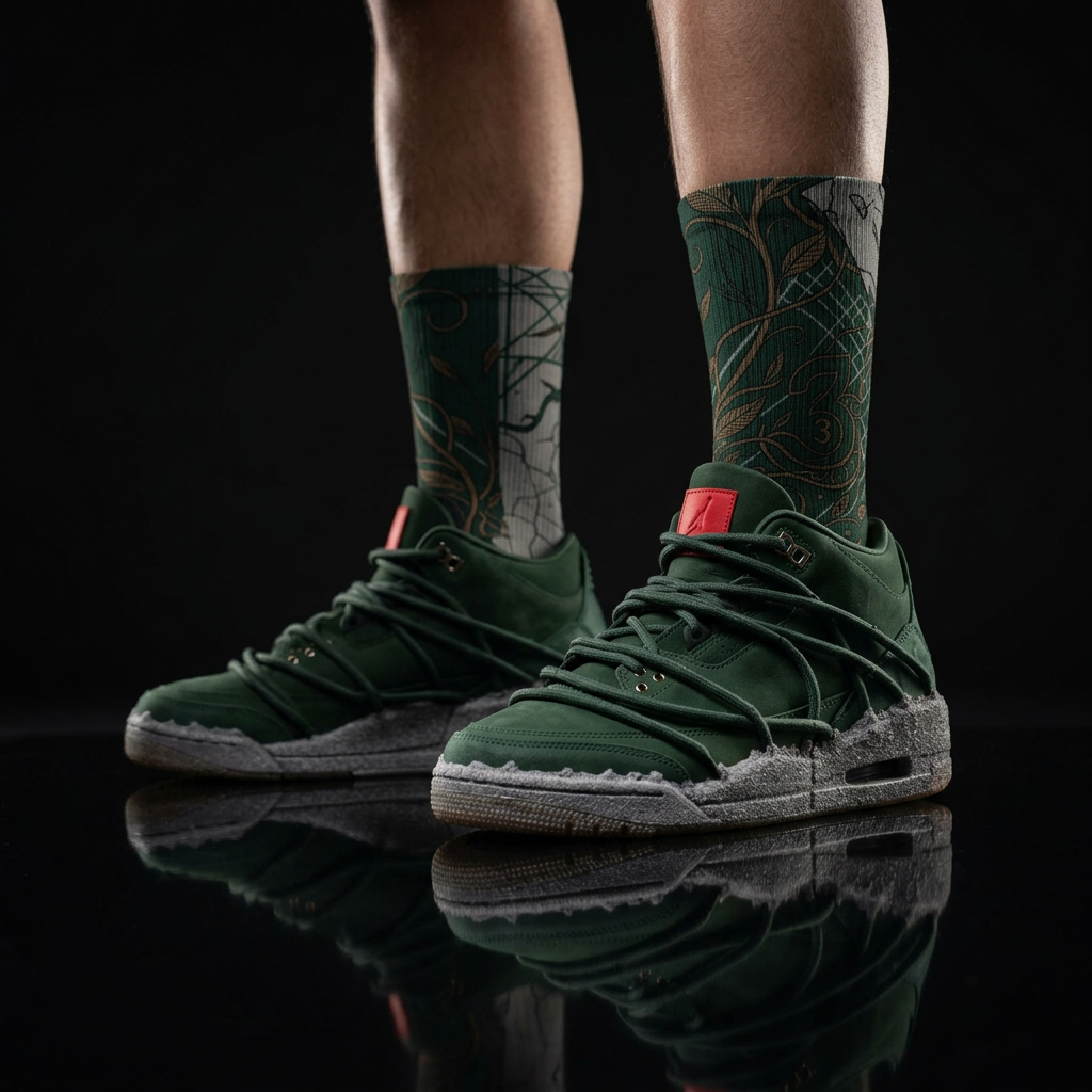 Teyana Taylor x Jordan 3 'Concrete Rose' matching Crew Socks | Harlem Inspired Rose Urban Streetwear