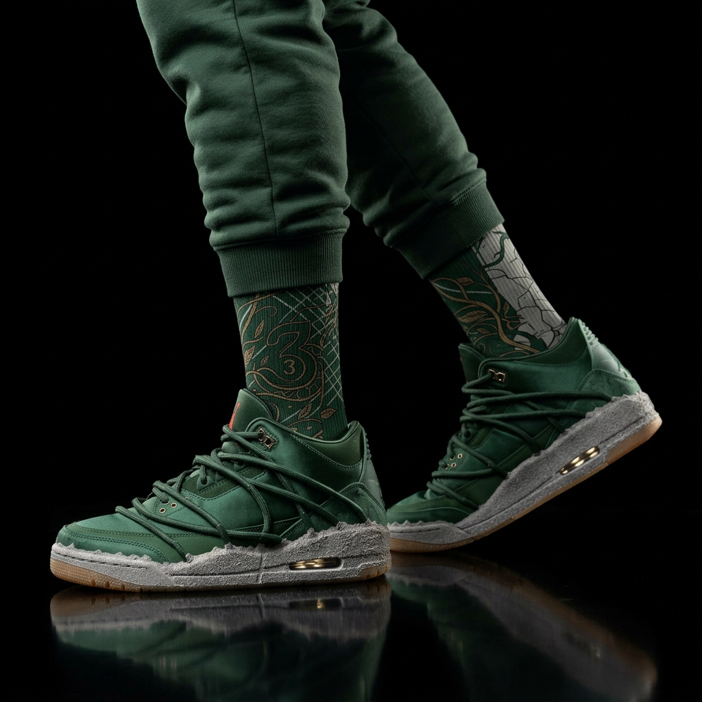 Teyana Taylor x Jordan 3 'Concrete Rose' matching Crew Socks | Harlem Inspired Rose Urban Streetwear