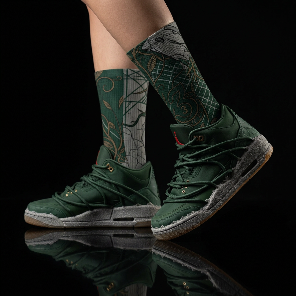 Teyana Taylor x Jordan 3 'Concrete Rose' matching Crew Socks | Harlem Inspired Rose Urban Streetwear