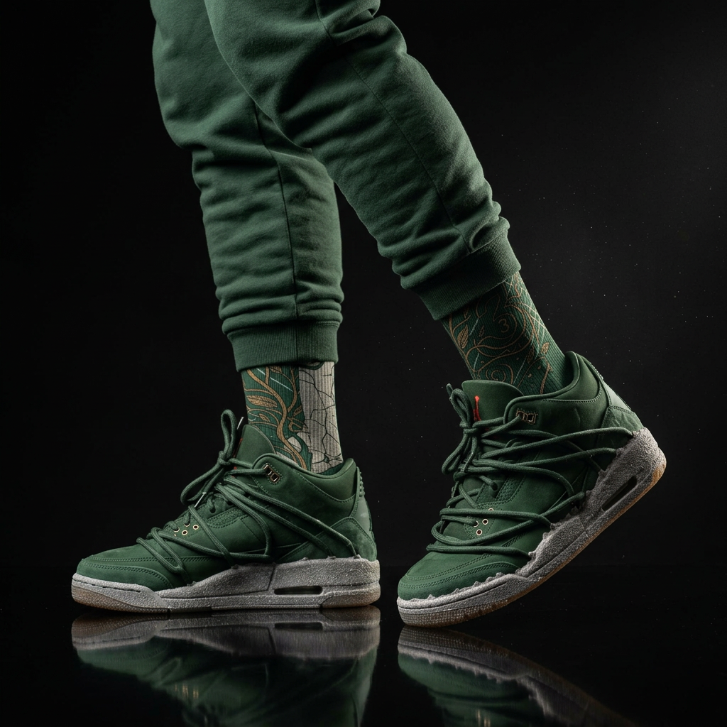 Teyana Taylor x Jordan 3 'Concrete Rose' matching Crew Socks | Harlem Inspired Rose Urban Streetwear