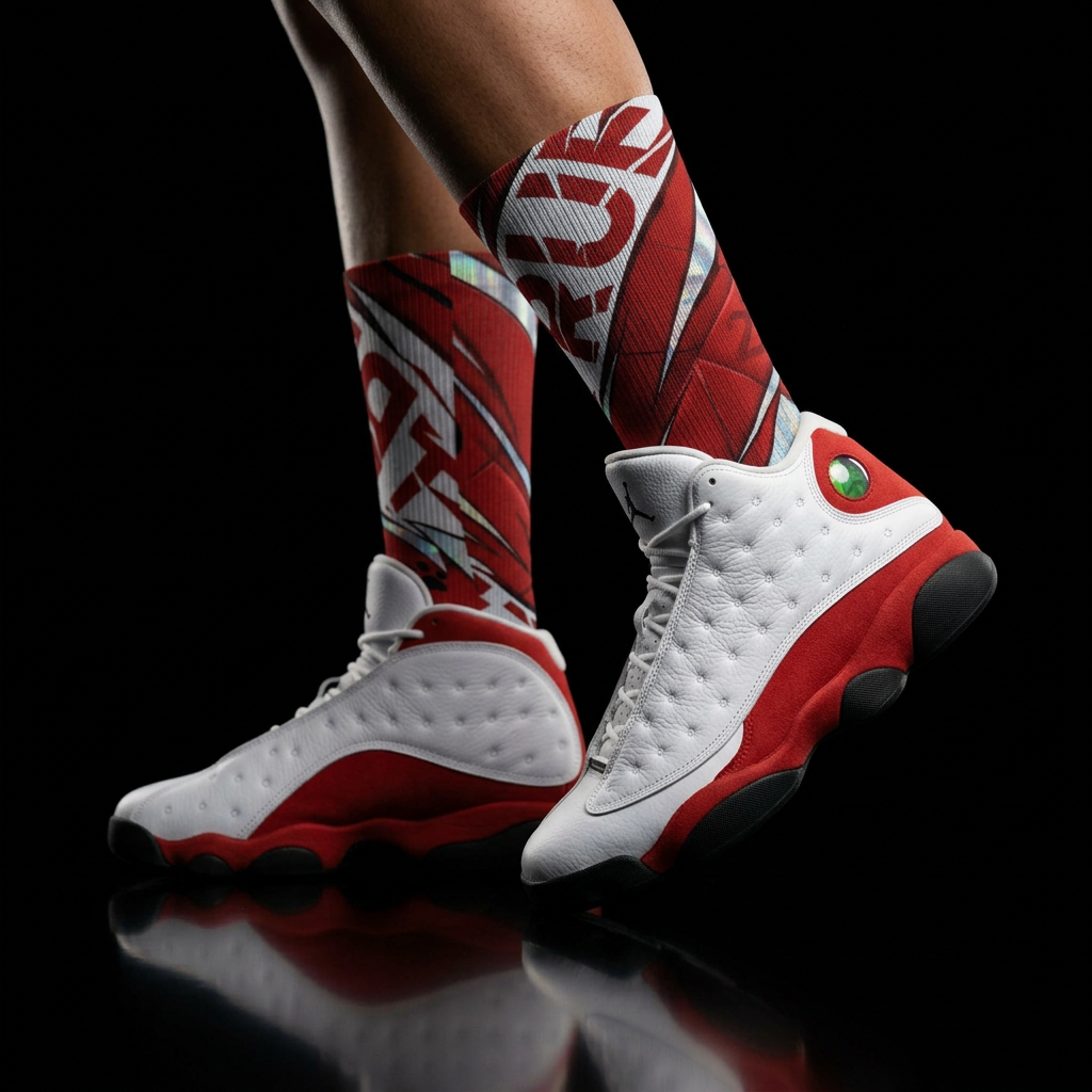 Jordan 13 Retro GS 'True Red' matching Crew Socks | Championship Panther Energy Basketball Streetwear