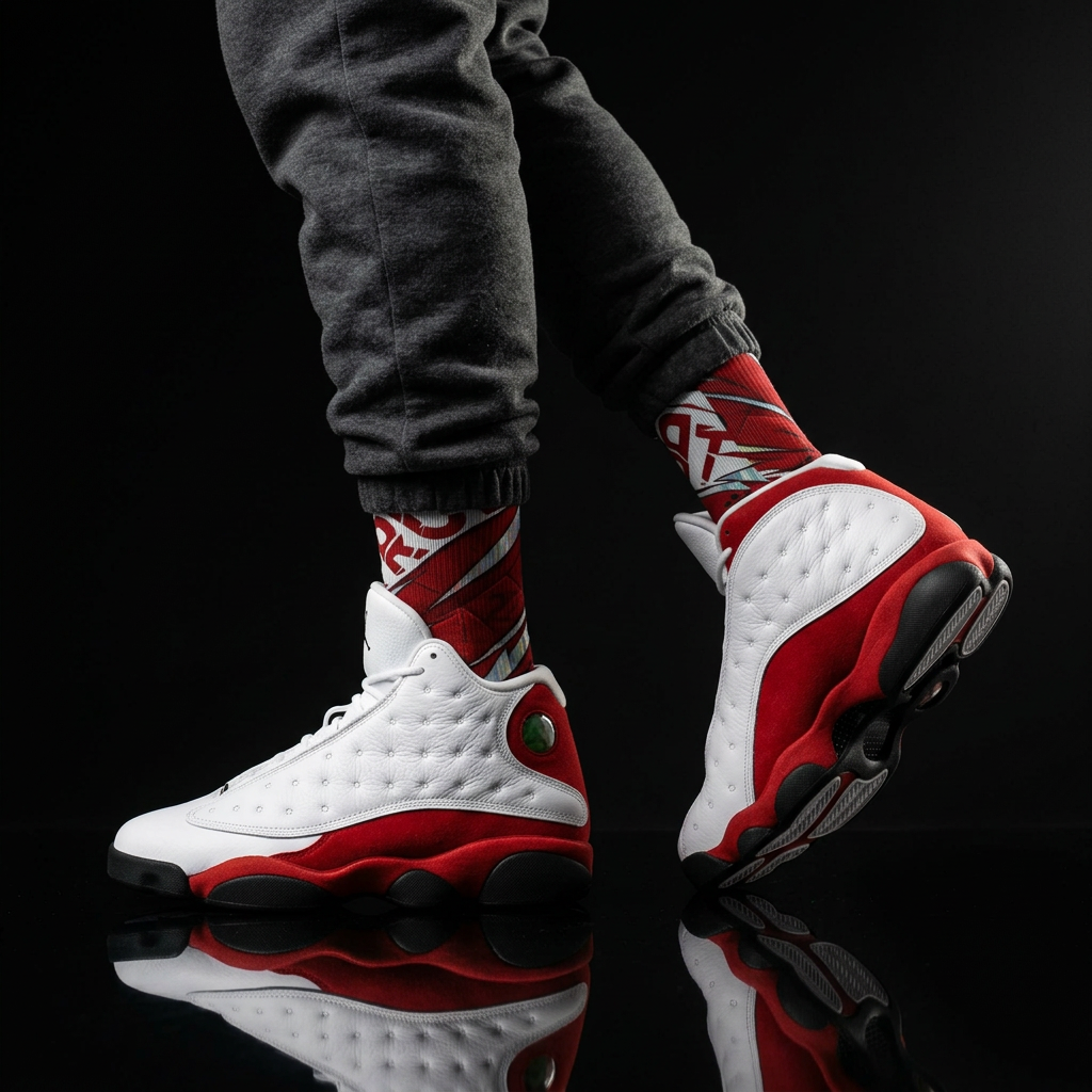 Jordan 13 Retro GS 'True Red' matching Crew Socks | Championship Panther Energy Basketball Streetwear