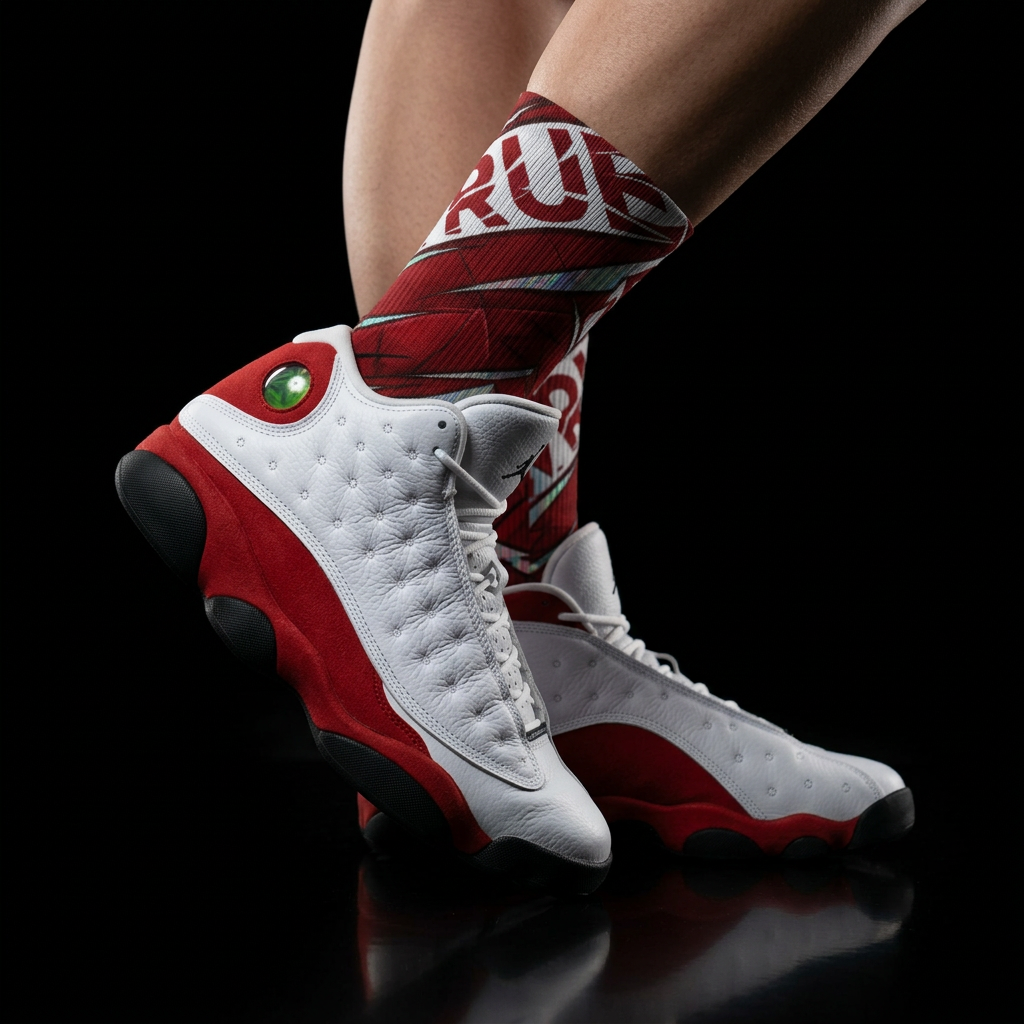 Jordan 13 Retro GS 'True Red' matching Crew Socks | Championship Panther Energy Basketball Streetwear