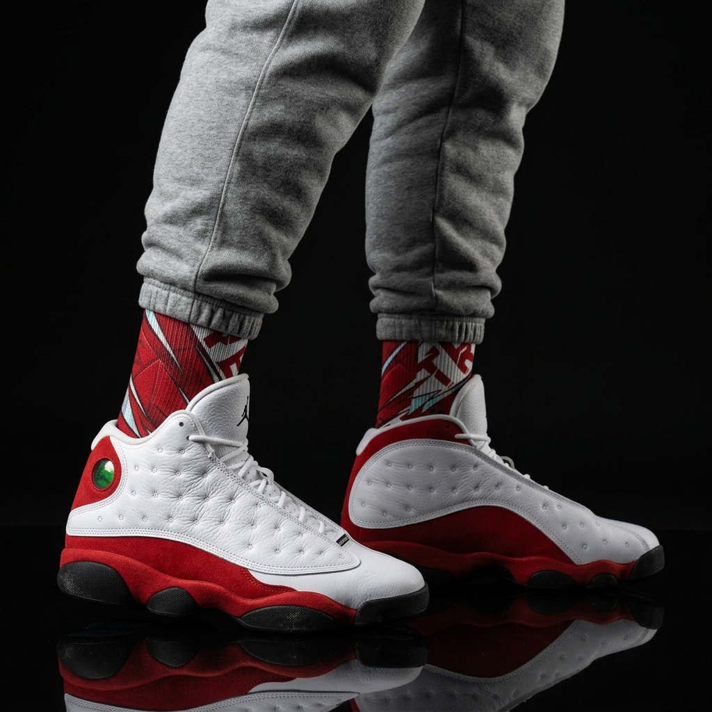 Jordan 13 Retro GS 'True Red' matching Crew Socks | Championship Panther Energy Basketball Streetwear