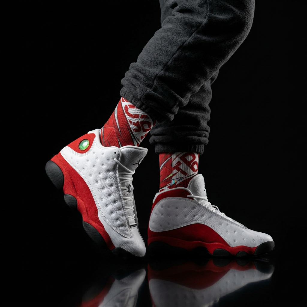 Jordan 13 Retro GS 'True Red' matching Crew Socks | Championship Panther Energy Basketball Streetwear