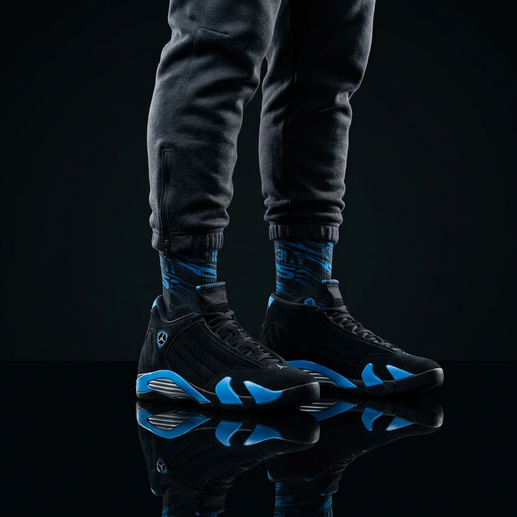 Jordan 14 Retro 'Black University Blue' 2026 matching Crew Socks | Ferrari Racing Inspired Championship Streetwear