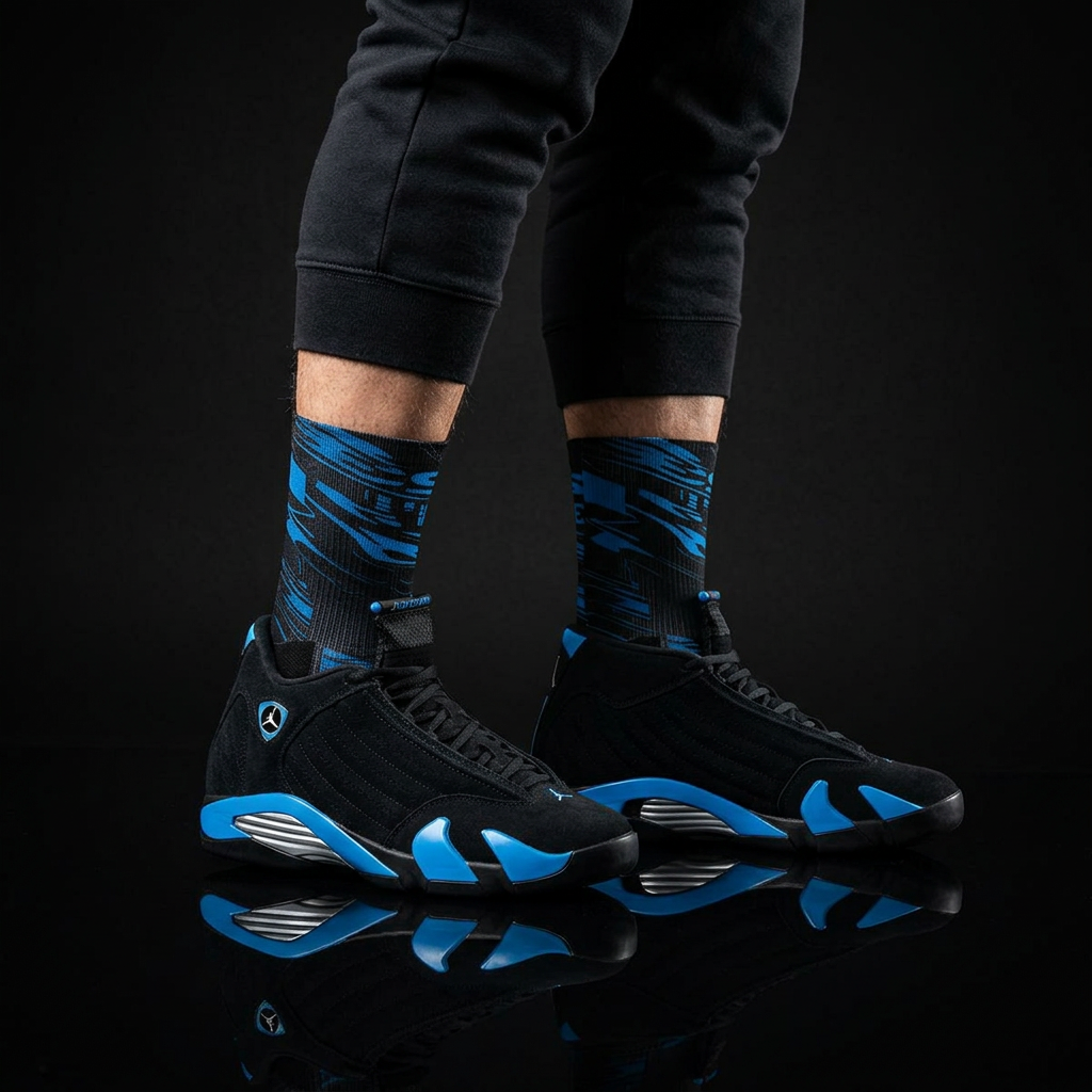 Jordan 14 Retro 'Black University Blue' 2026 matching Crew Socks | Ferrari Racing Inspired Championship Streetwear