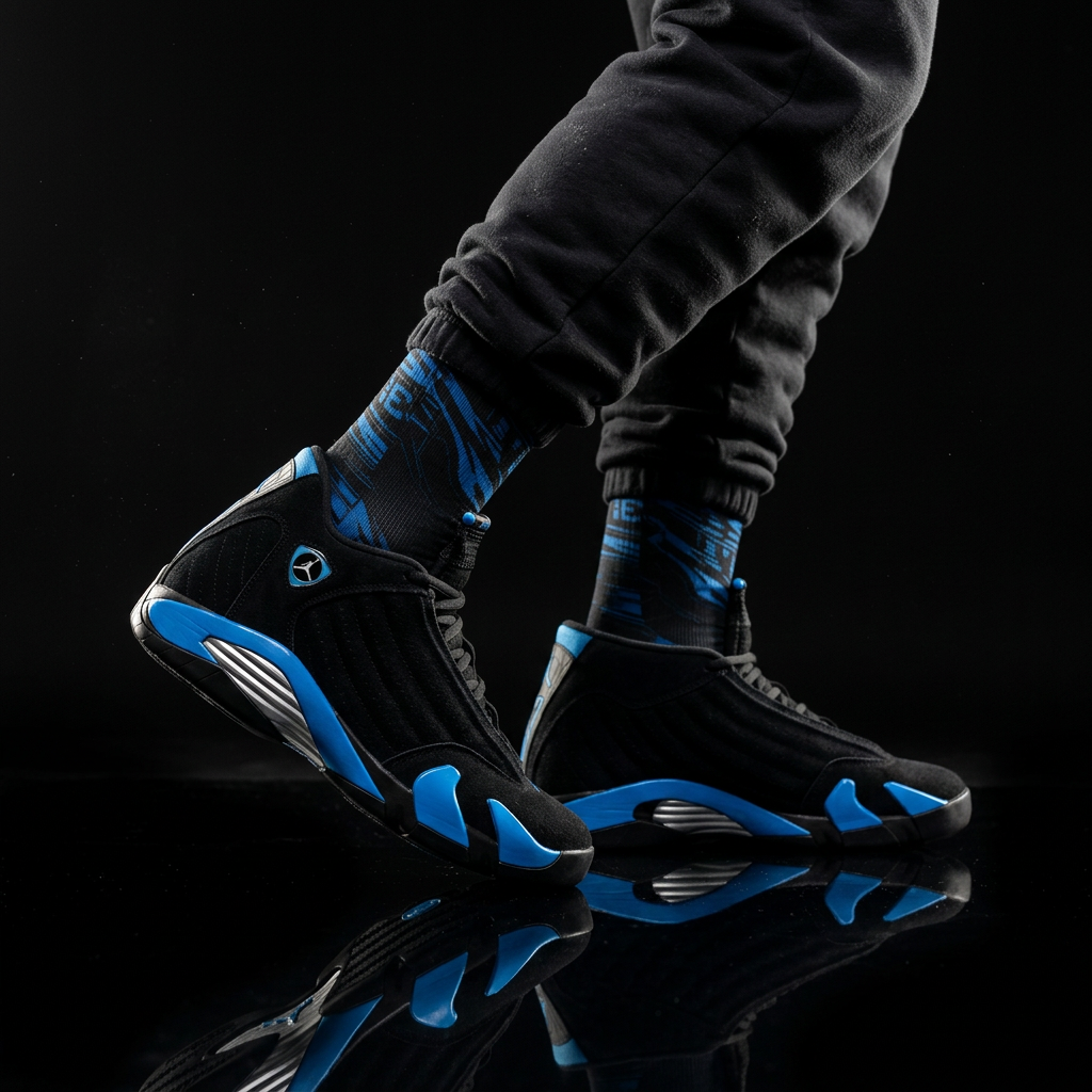 Jordan 14 Retro 'Black University Blue' 2026 matching Crew Socks | Ferrari Racing Inspired Championship Streetwear