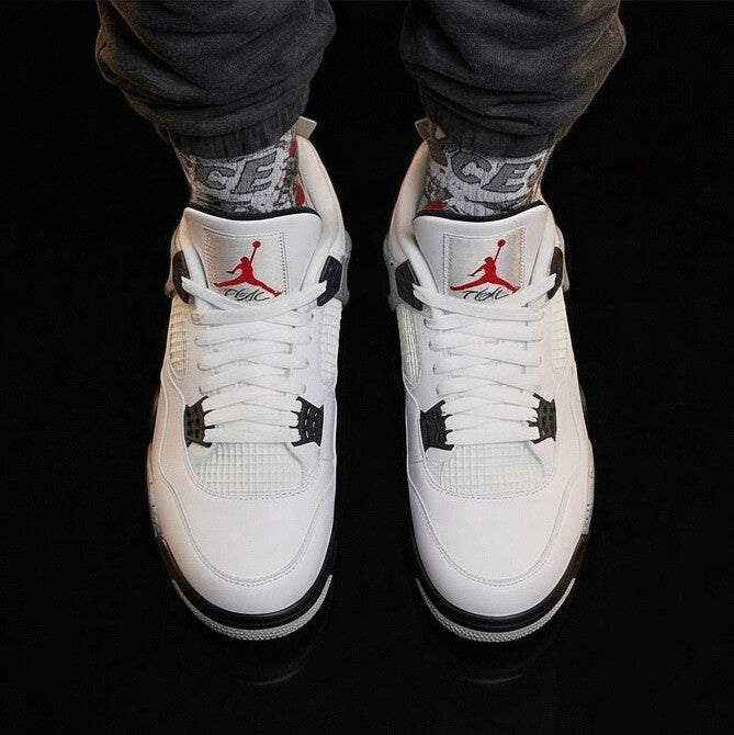 Jordan 4 Retro OG White Cement matching Crew Socks | White Cement Speckle Architectural Streetwear