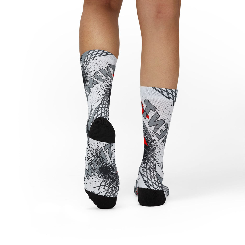 Jordan 4 Retro OG White Cement matching Crew Socks | White Cement Speckle Architectural Streetwear