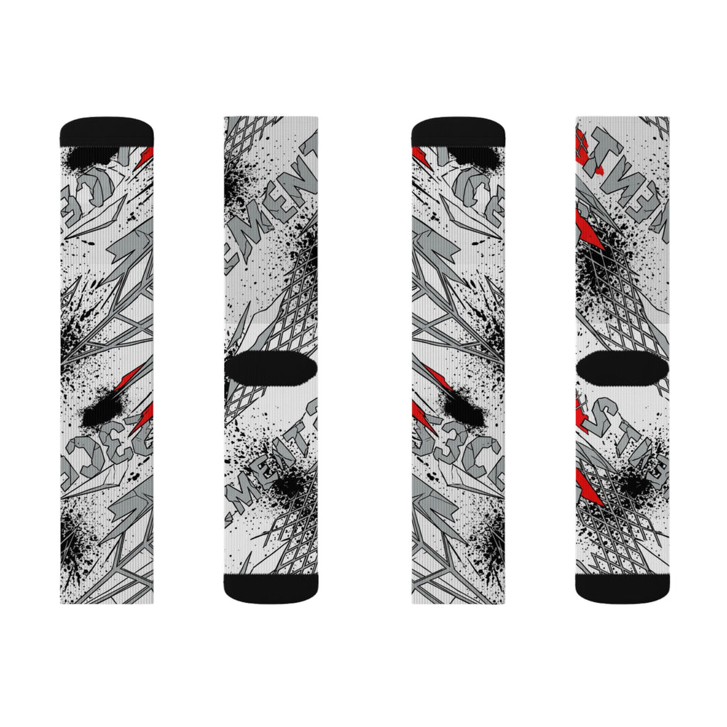 Jordan 4 Retro OG White Cement matching Crew Socks | White Cement Speckle Architectural Streetwear