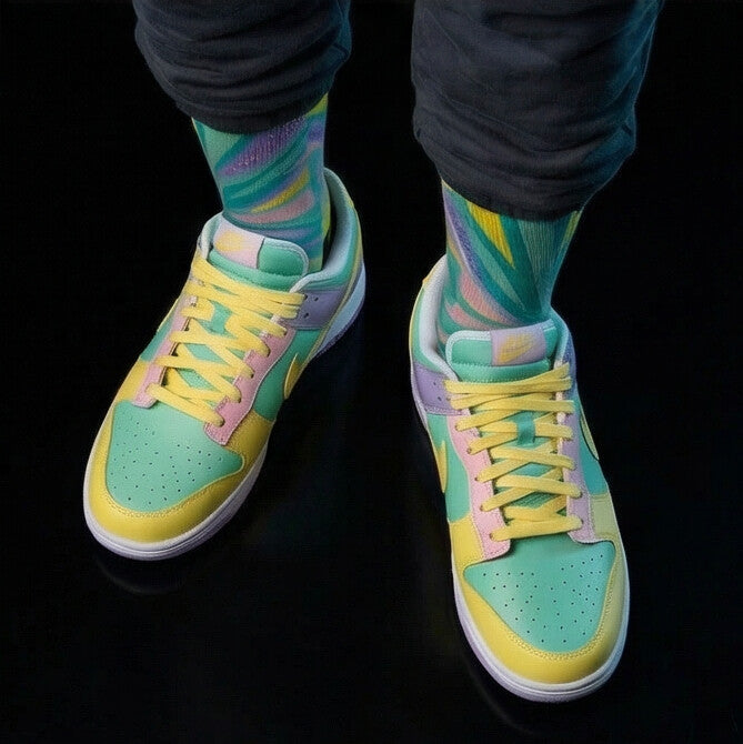 Nike Air Force 1 Dunk Low Easter 2026 matching Crew Socks | Pastel Holographic Streetwear Basketball Socks Gift